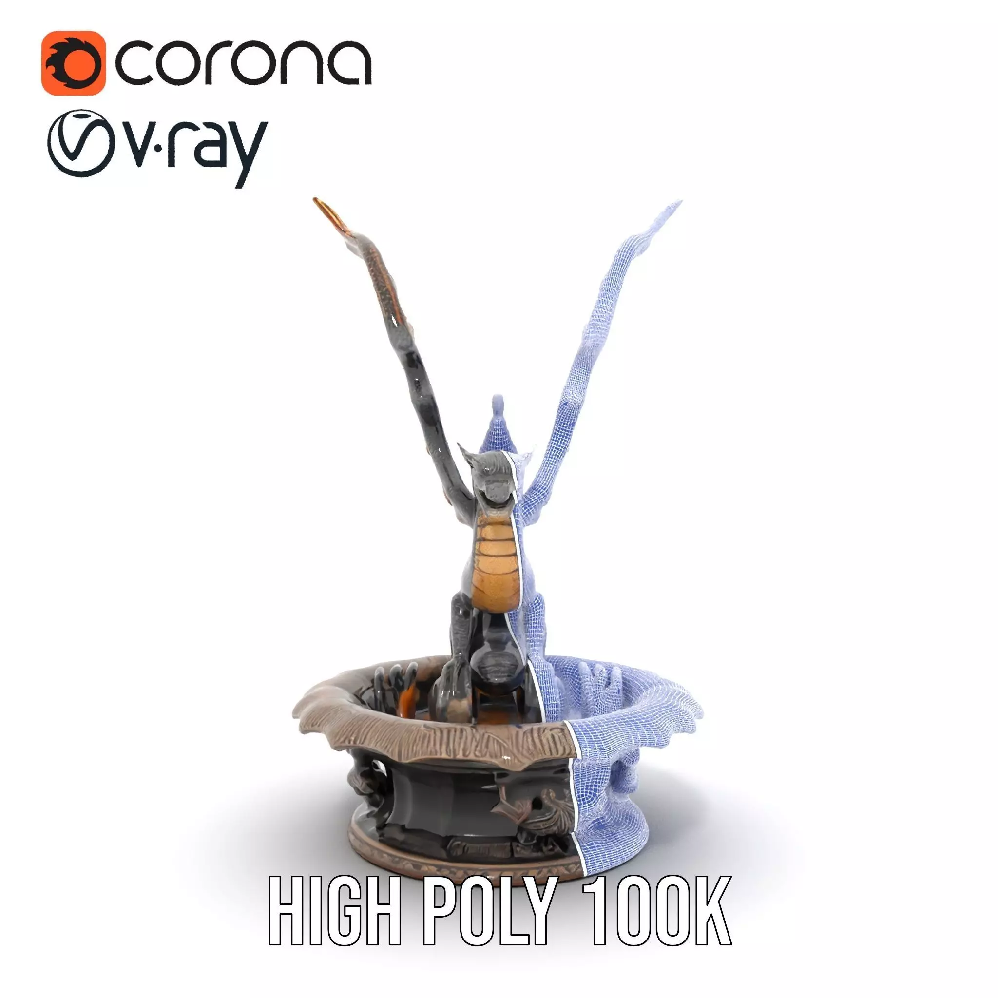 Majestic Dragon Fountain model pack Low-poly 3D model_33