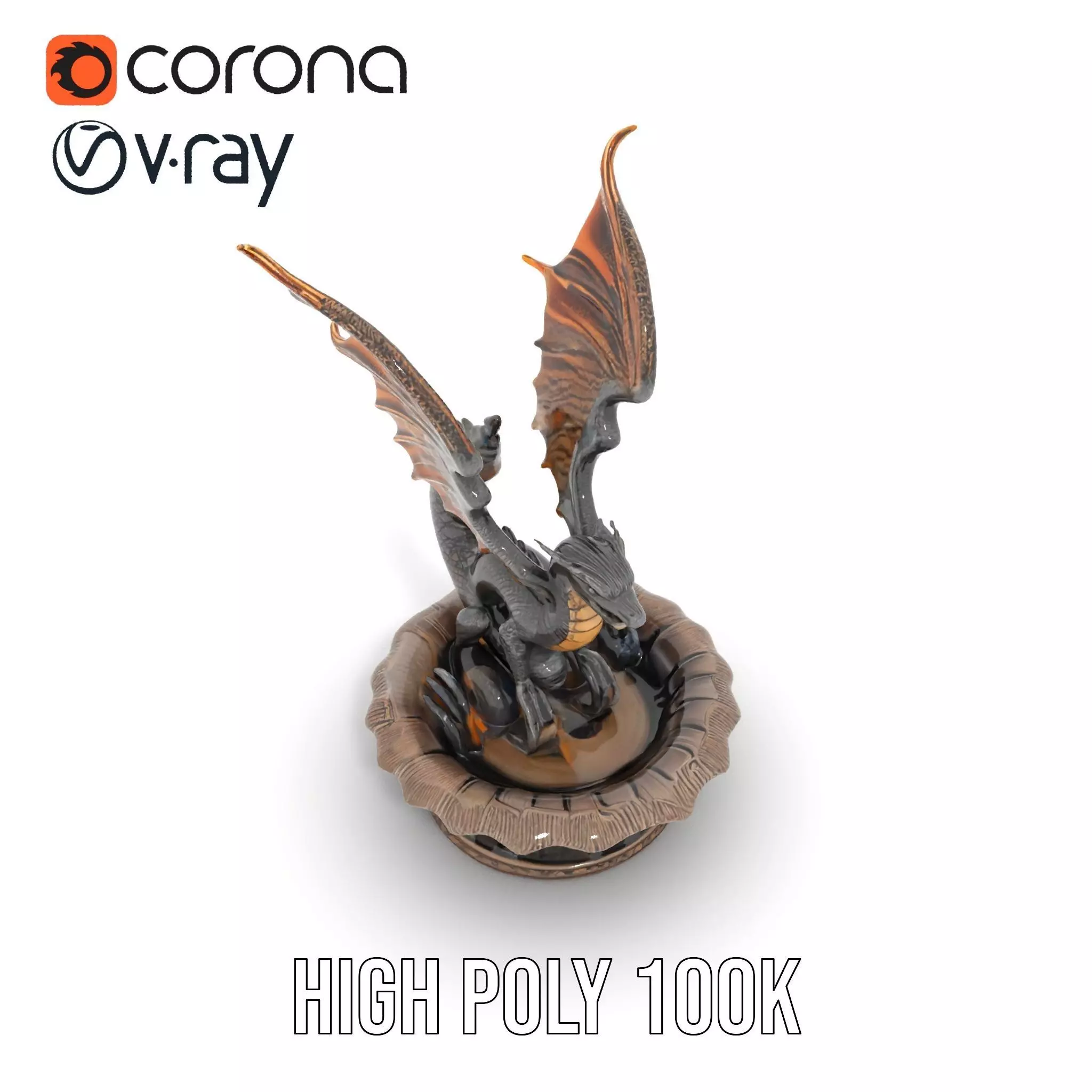 Majestic Dragon Fountain model pack Low-poly 3D model_18
