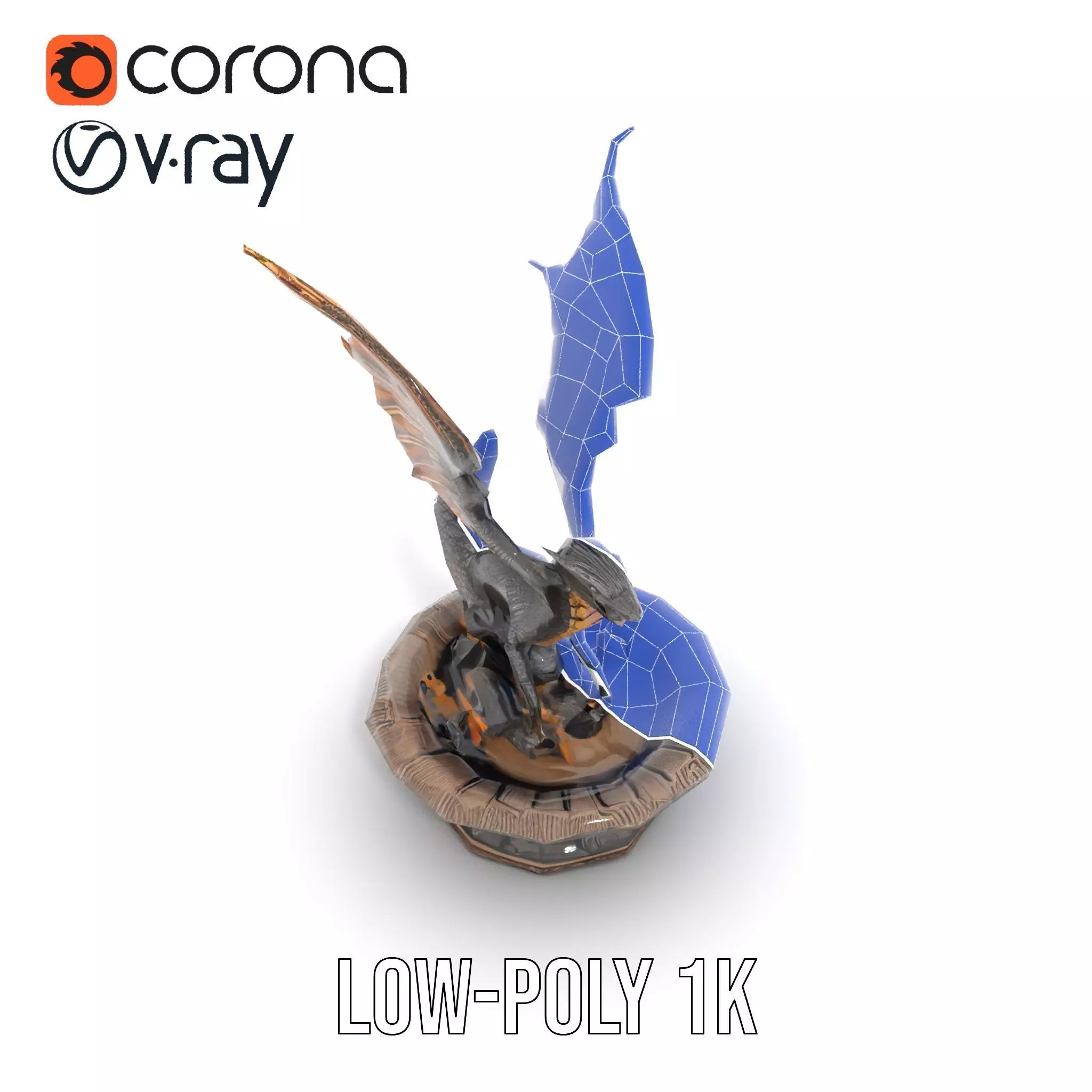 Majestic Dragon Fountain model pack Low-poly 3D model_14