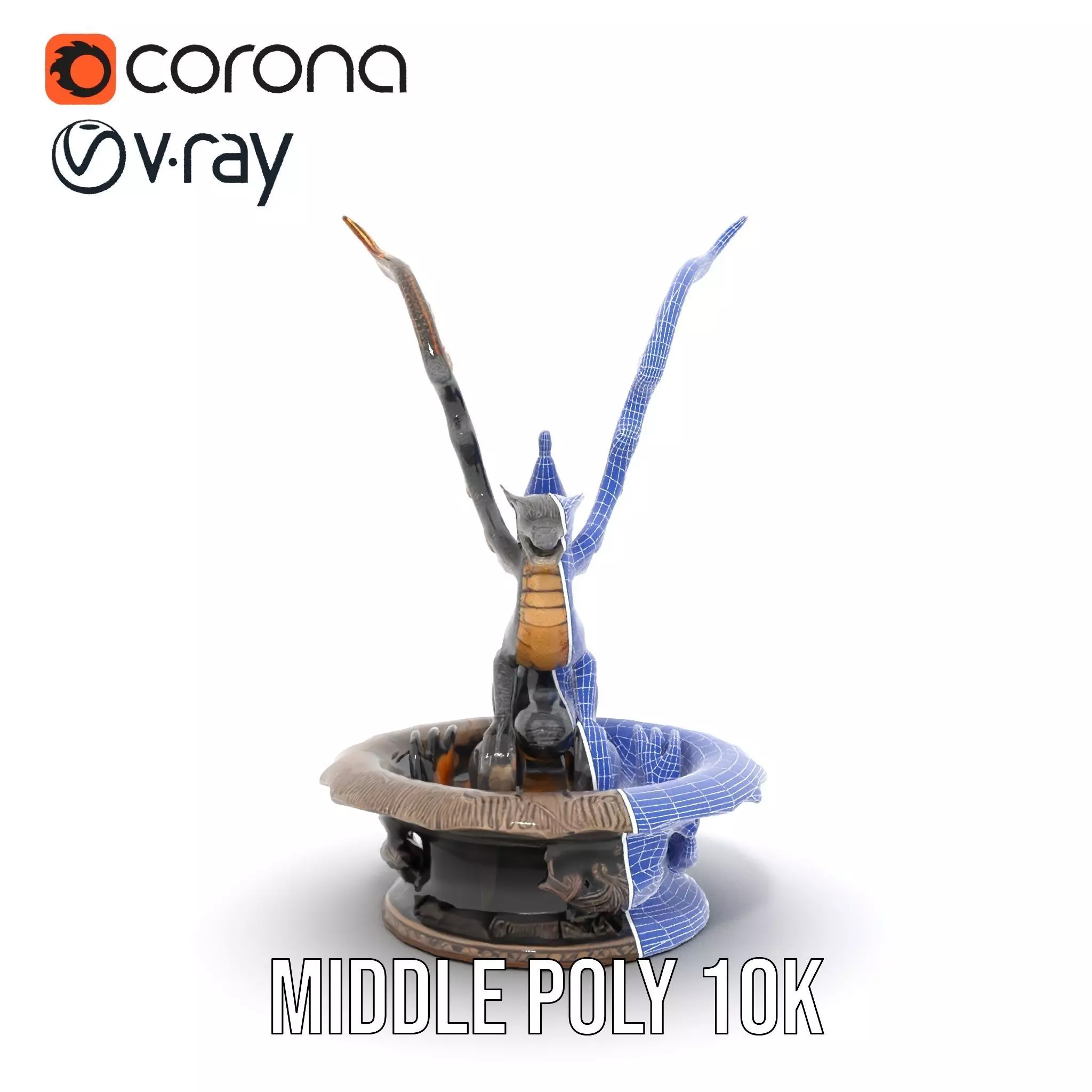 Majestic Dragon Fountain model pack Low-poly 3D model_24