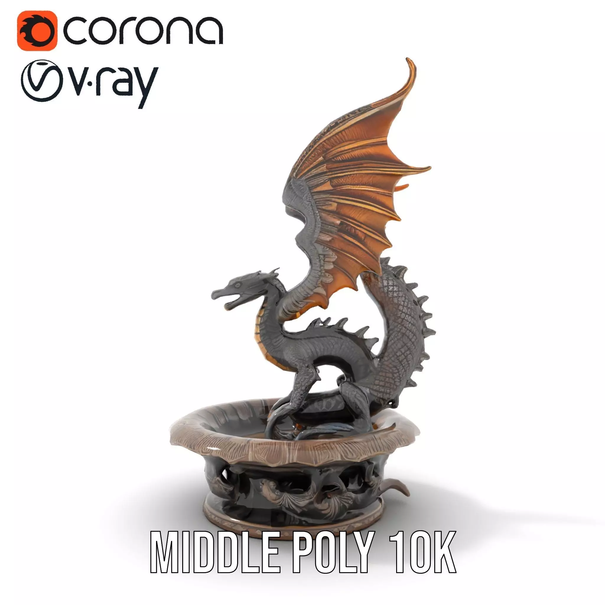 Majestic Dragon Fountain model pack Low-poly 3D model_5
