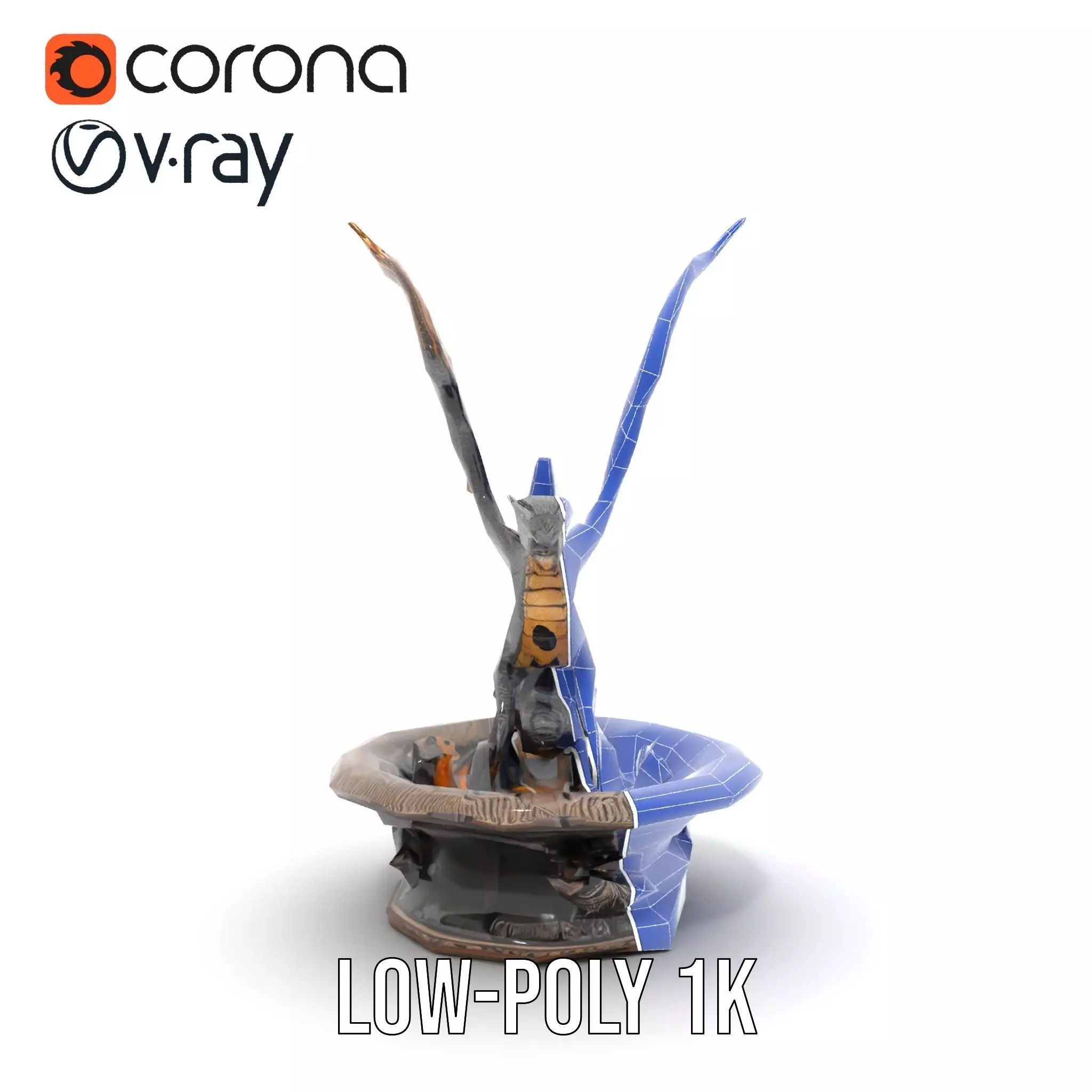 Majestic Dragon Fountain model pack Low-poly 3D model_25