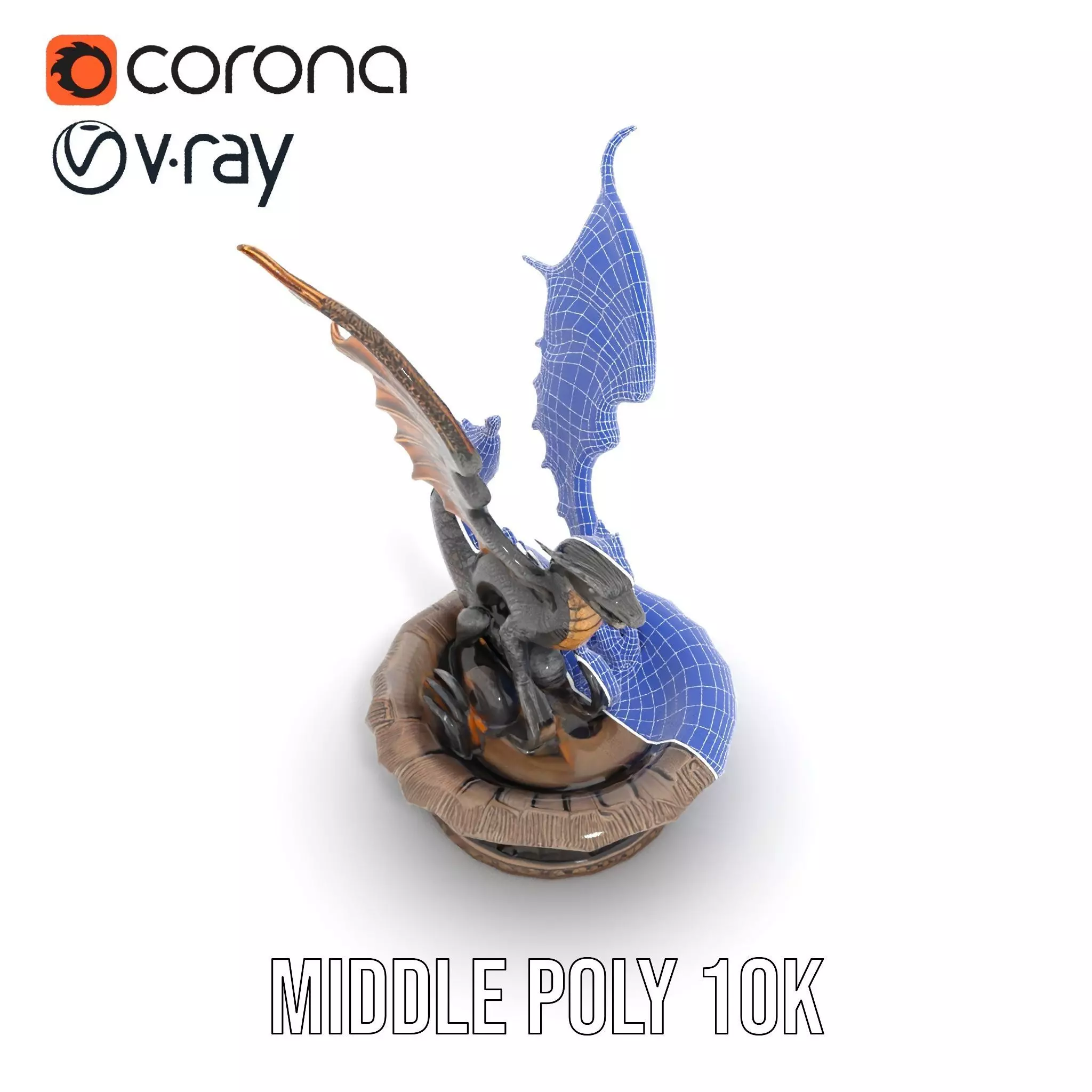 Majestic Dragon Fountain model pack Low-poly 3D model_19