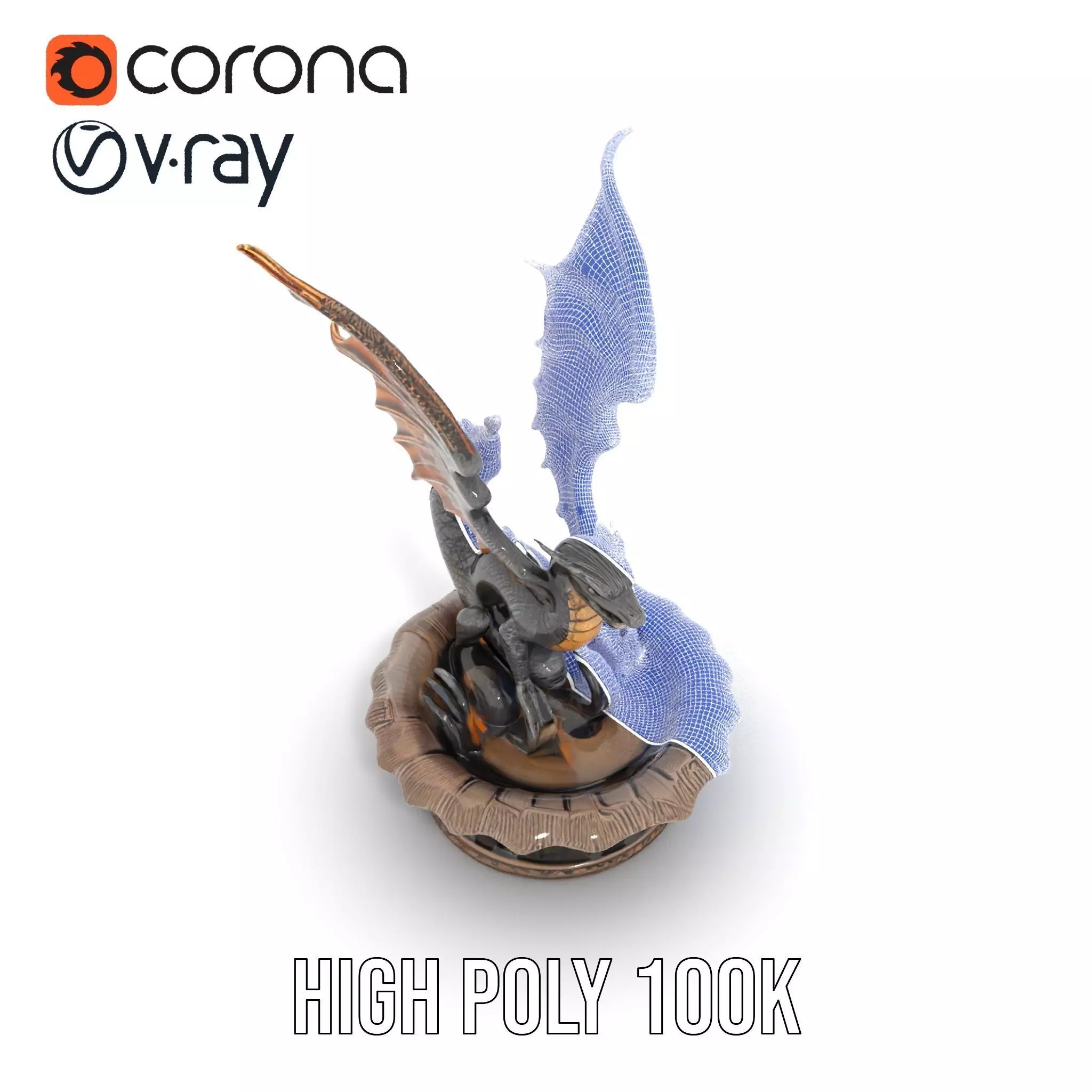 Majestic Dragon Fountain model pack Low-poly 3D model_29