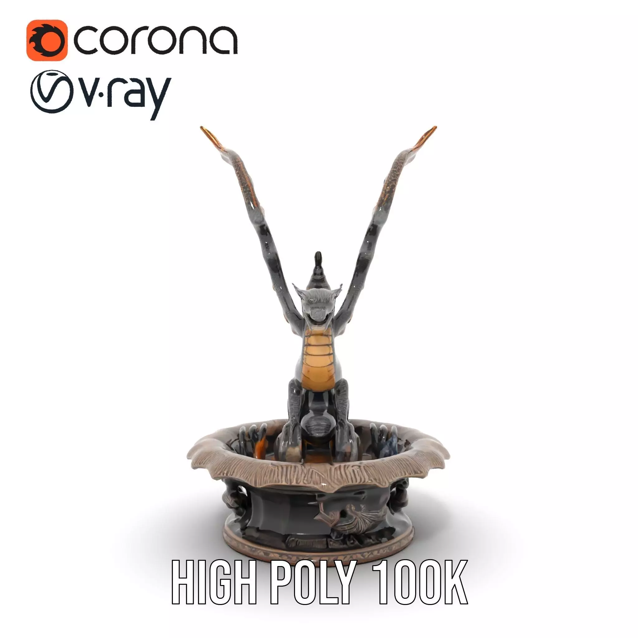 Majestic Dragon Fountain model pack Low-poly 3D model_26