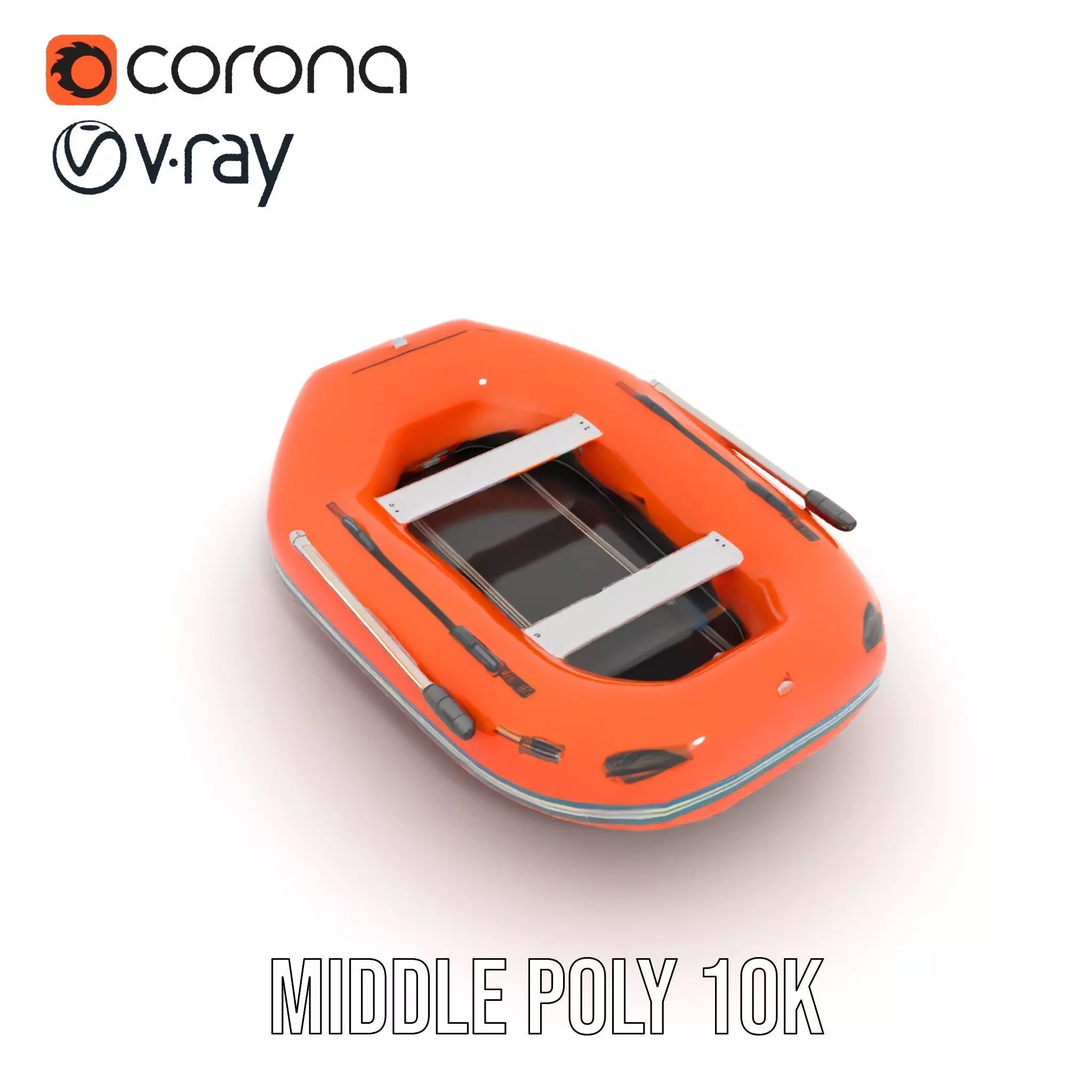 Orange Inflatable Raft model pack Low-poly 3D model_5