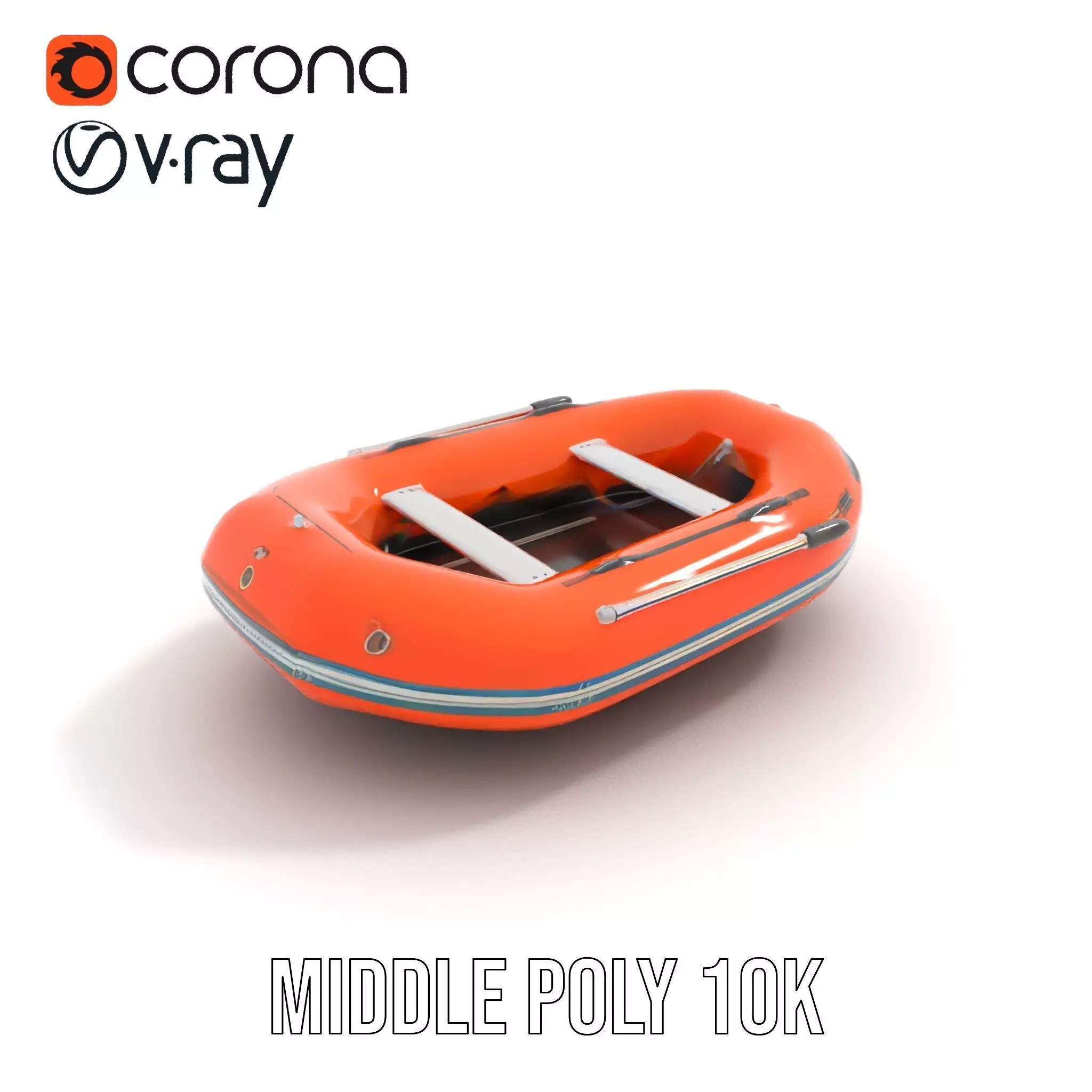 Orange Inflatable Raft model pack Low-poly 3D model_6