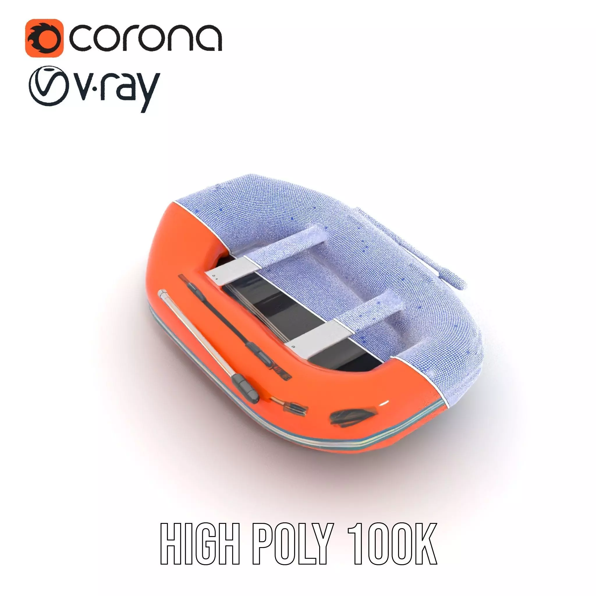 Orange Inflatable Raft model pack Low-poly 3D model_33