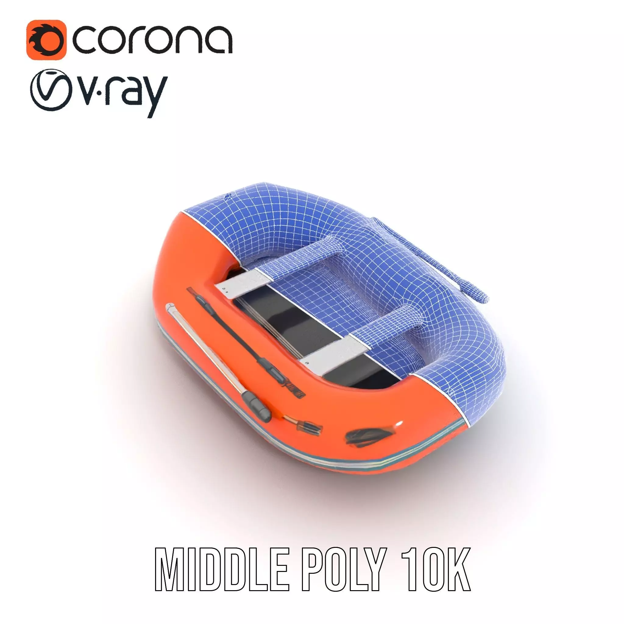 Orange Inflatable Raft model pack Low-poly 3D model_16