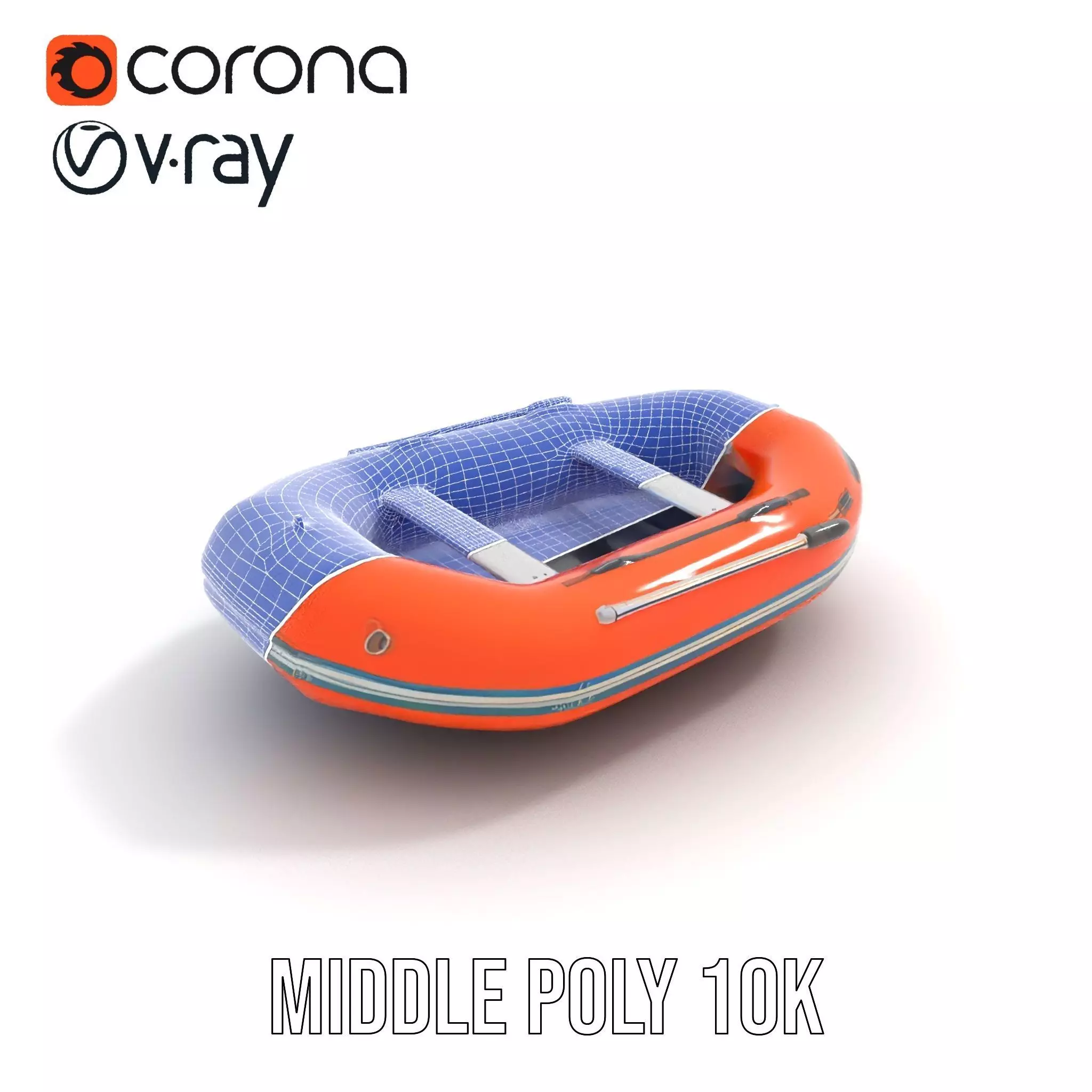 Orange Inflatable Raft model pack Low-poly 3D model_11