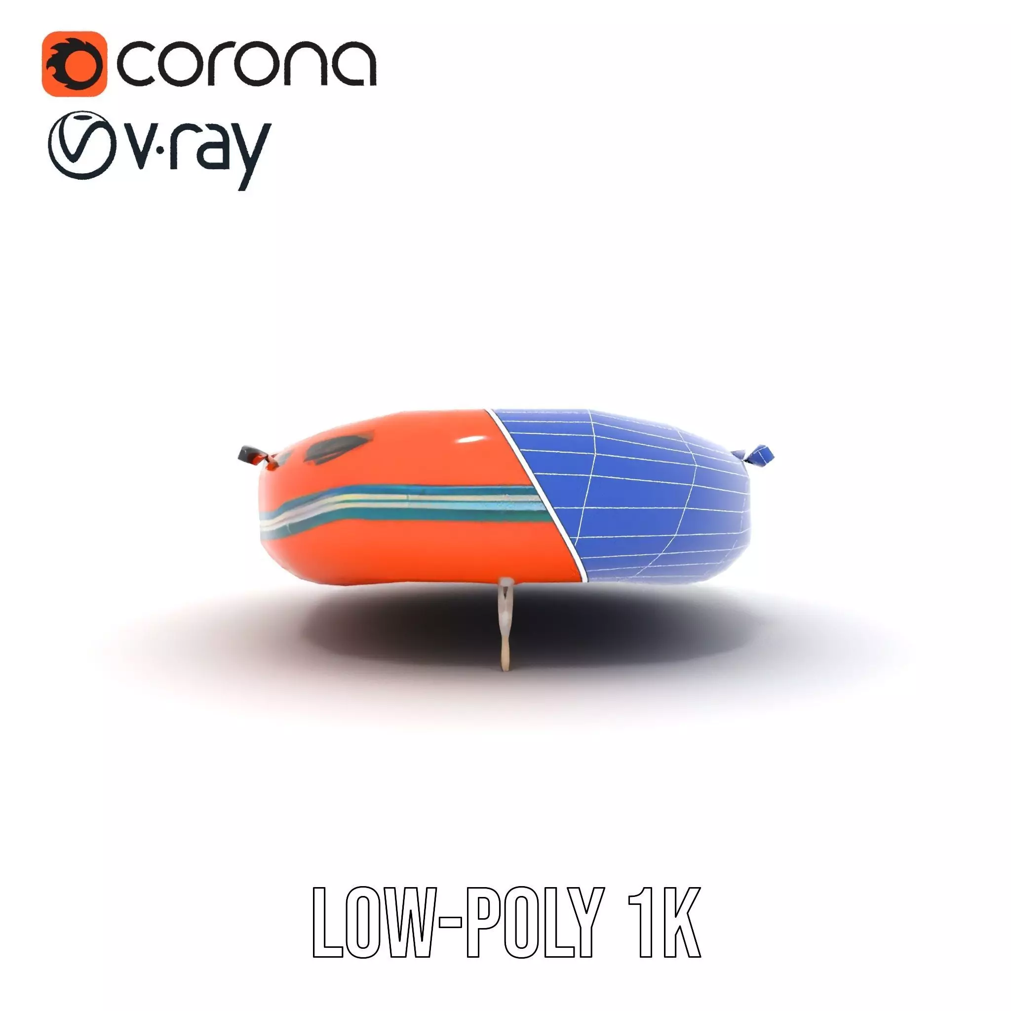 Orange Inflatable Raft model pack Low-poly 3D model_17
