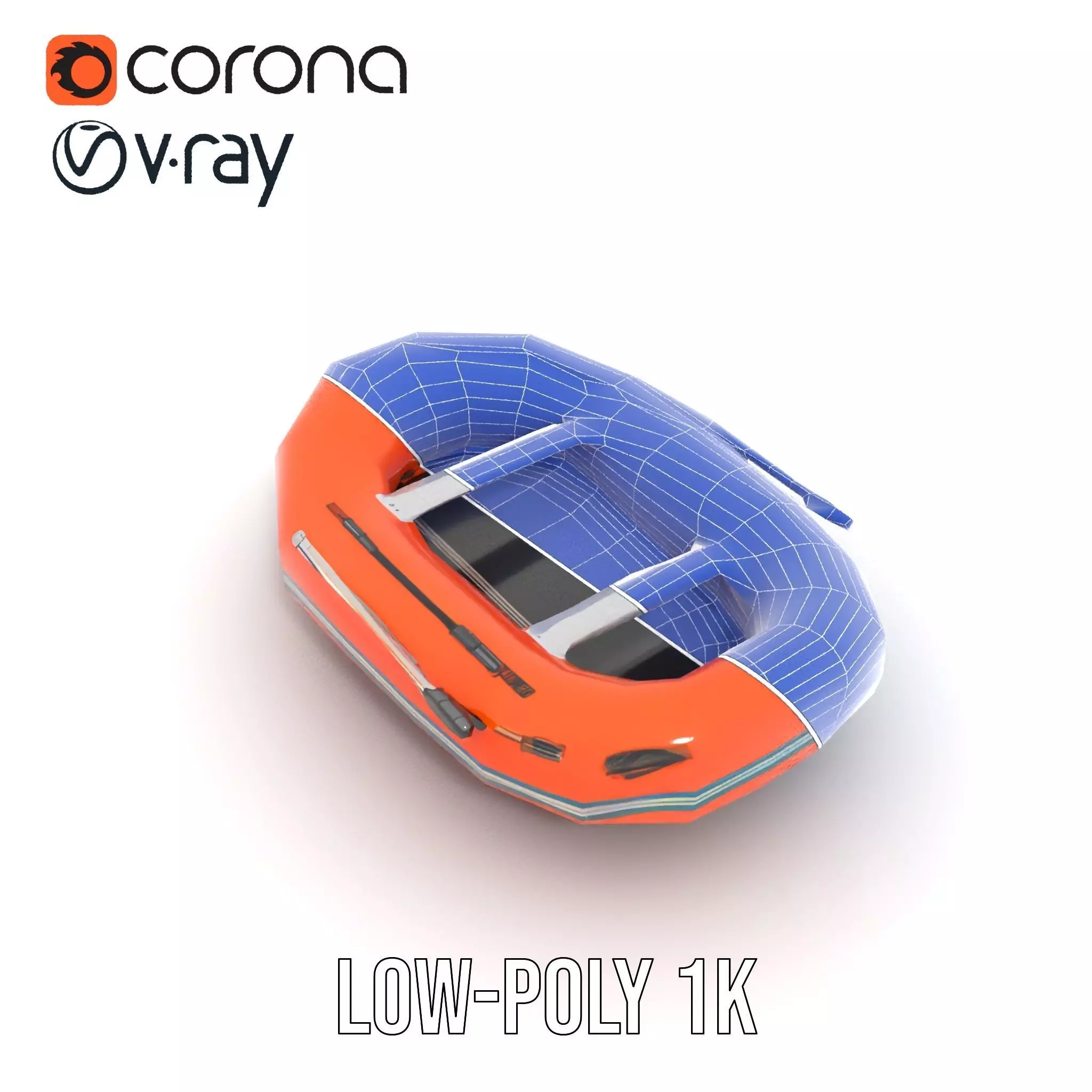 Orange Inflatable Raft model pack Low-poly 3D model_20