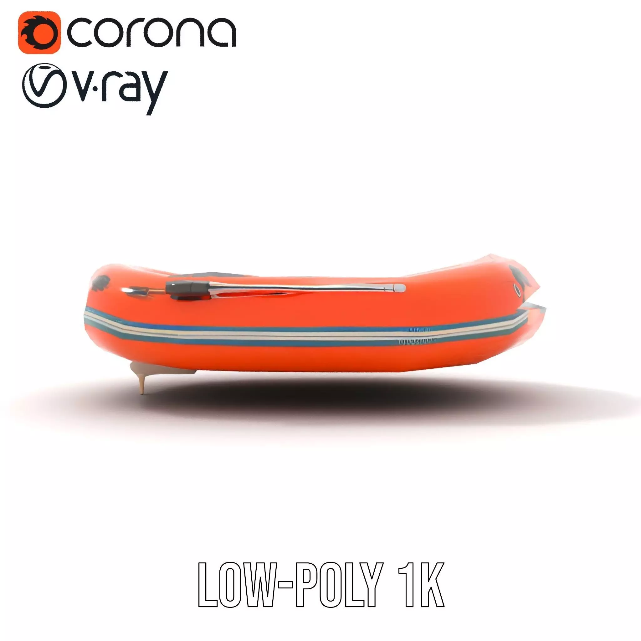 Orange Inflatable Raft model pack Low-poly 3D model_9