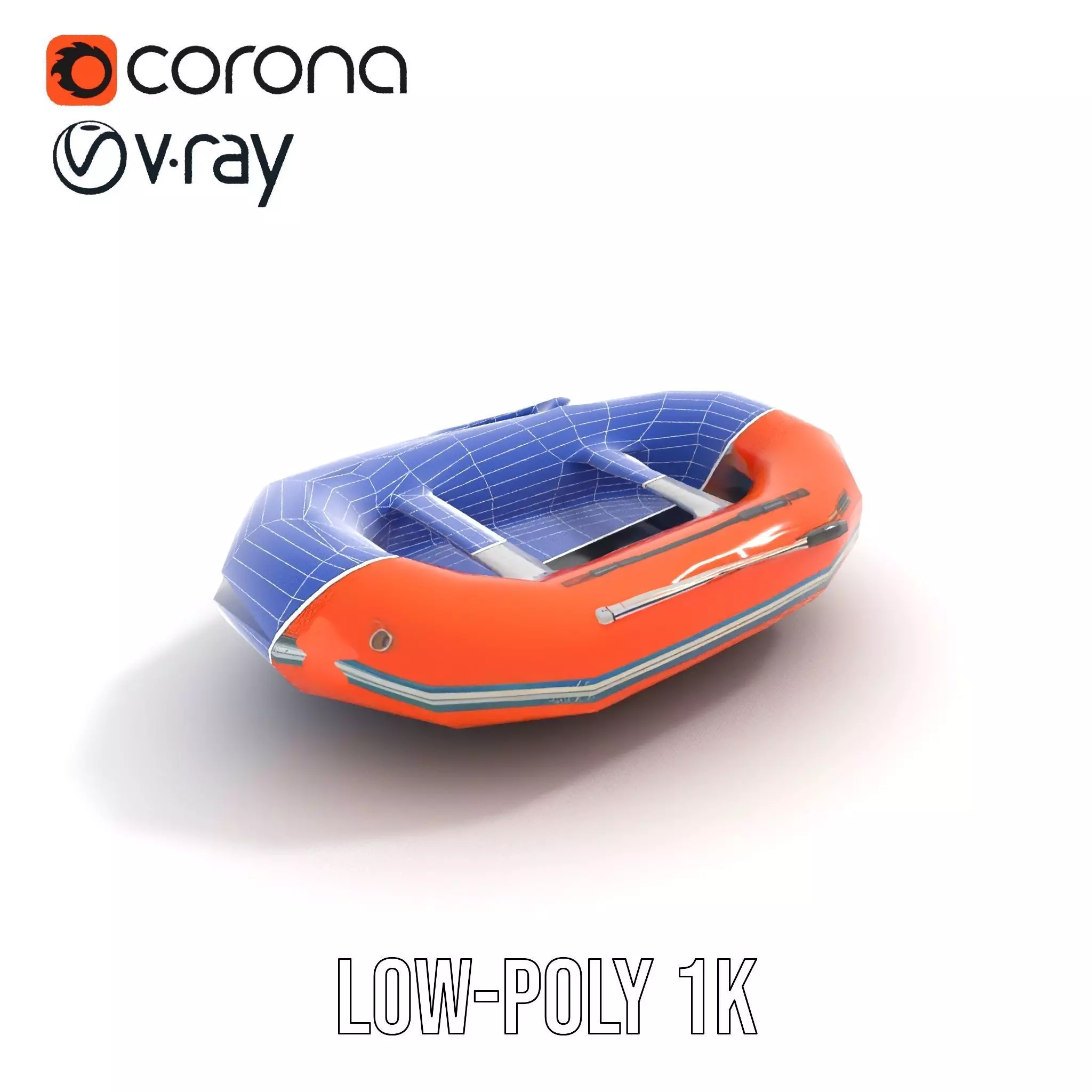 Orange Inflatable Raft model pack Low-poly 3D model_31