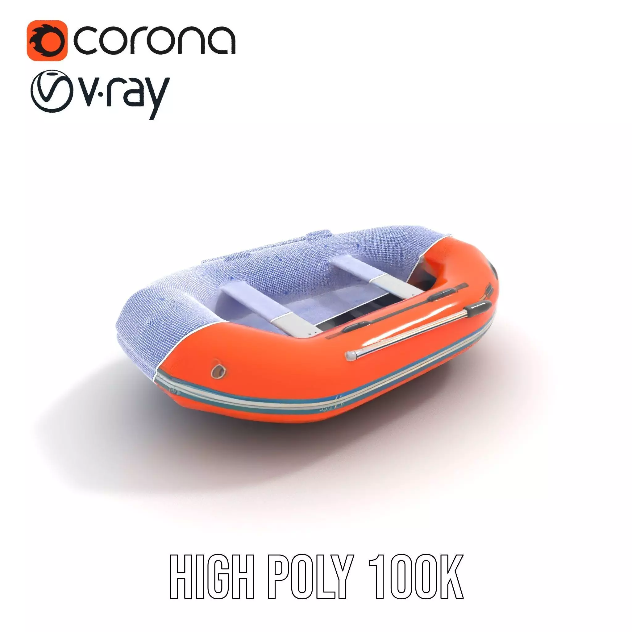 Orange Inflatable Raft model pack Low-poly 3D model_32
