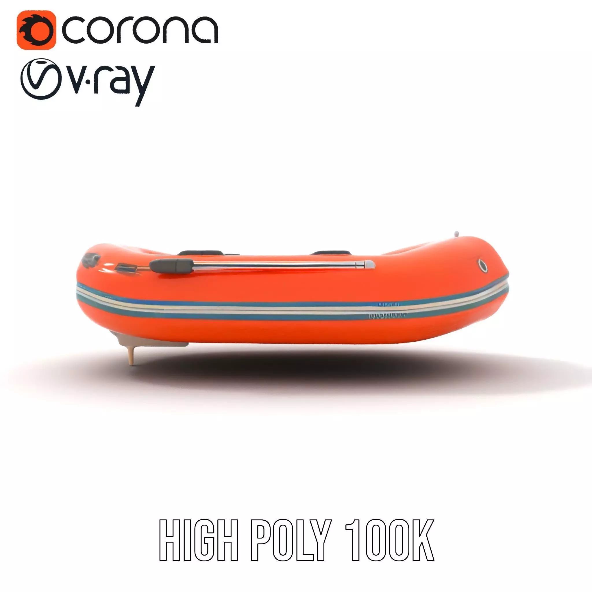 Orange Inflatable Raft model pack Low-poly 3D model_29