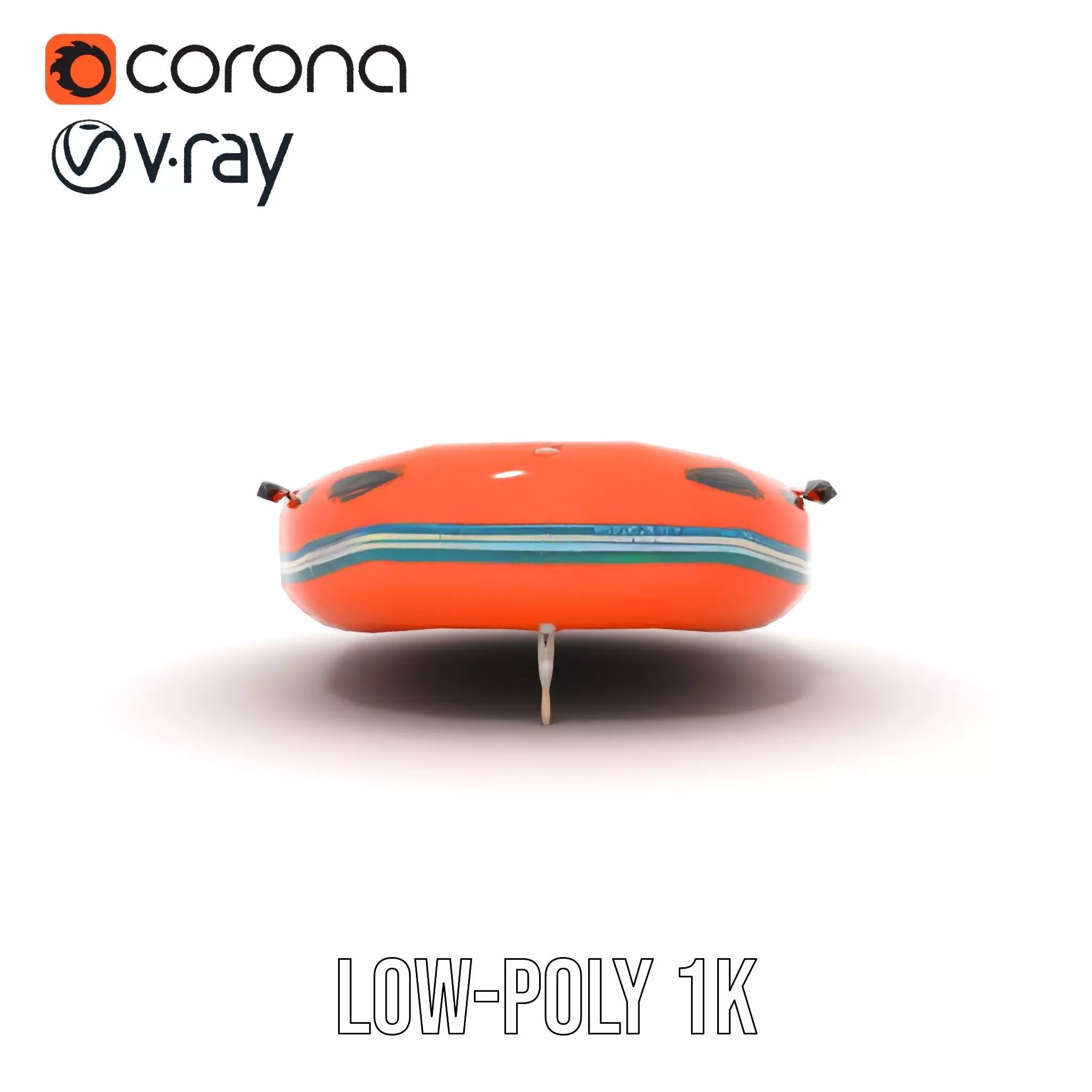 Orange Inflatable Raft model pack Low-poly 3D model_14