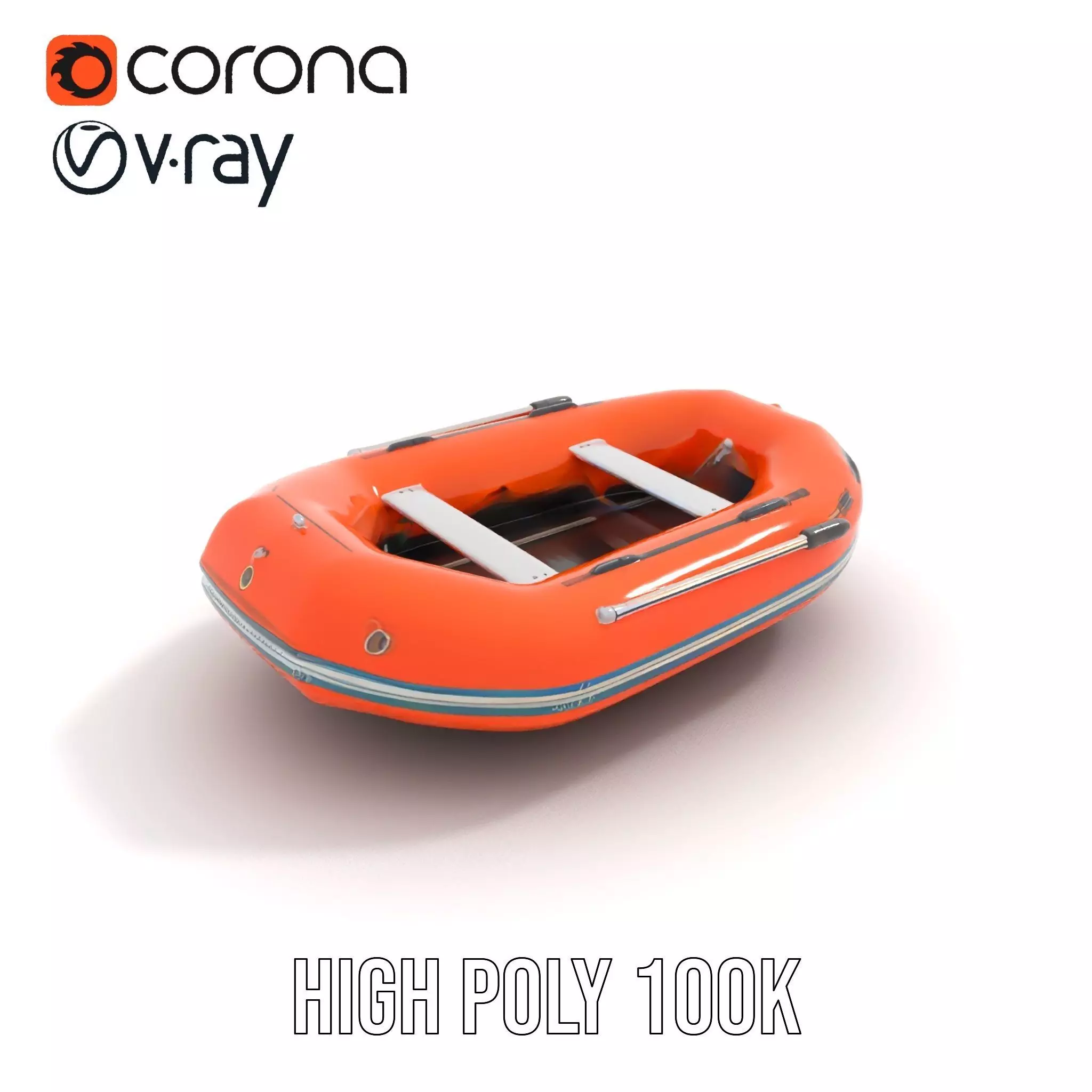 Orange Inflatable Raft model pack Low-poly 3D model_15