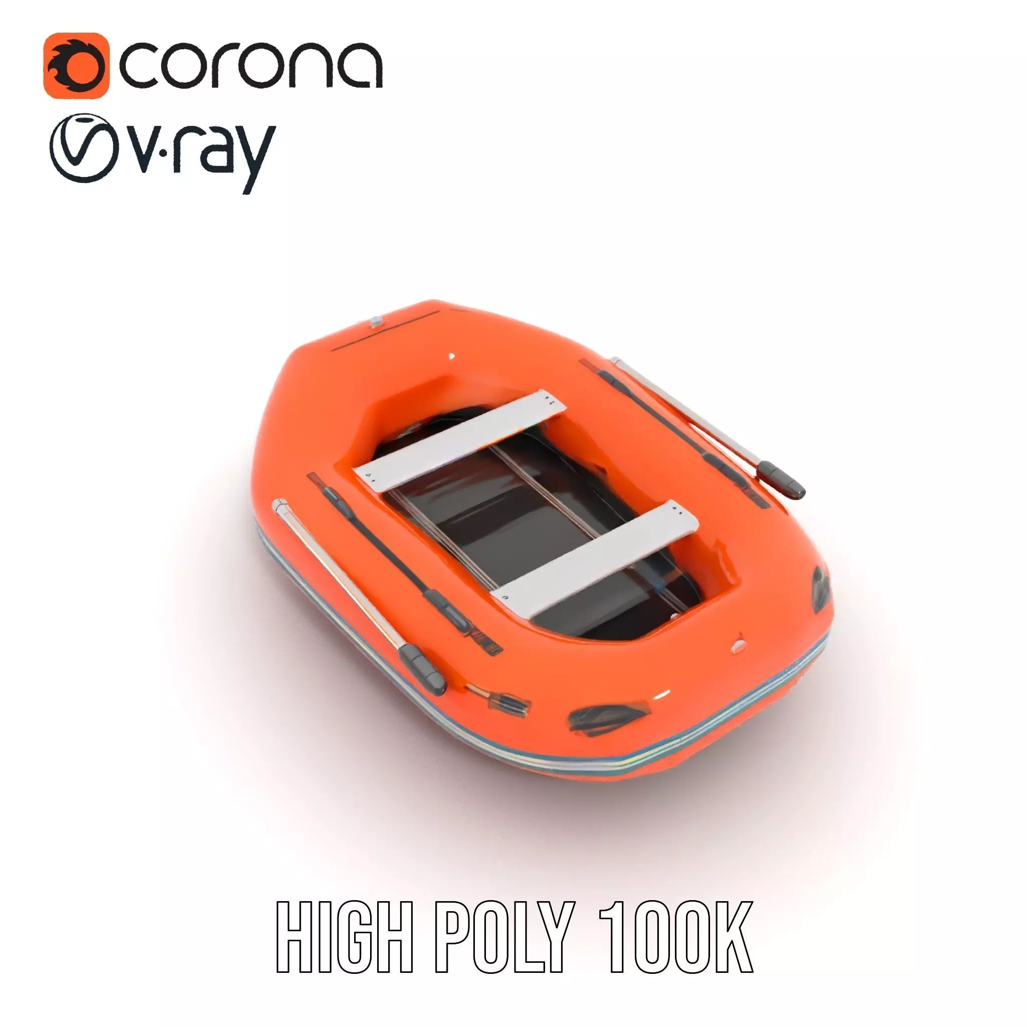 Orange Inflatable Raft model pack Low-poly 3D model_18