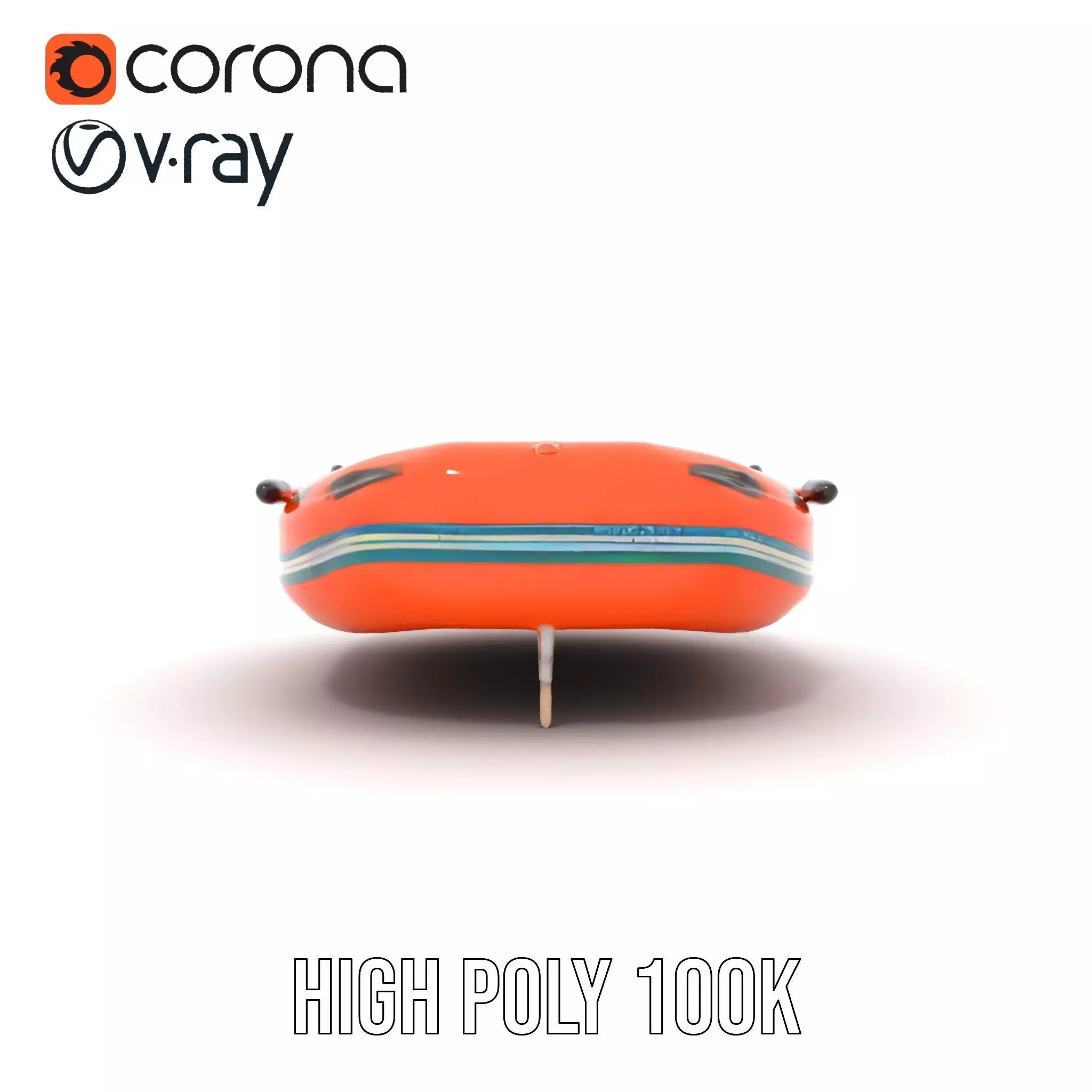 Orange Inflatable Raft model pack Low-poly 3D model_26