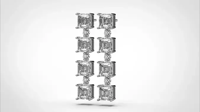 Emerald Earring stl obj 3D print model ER018 3D print model