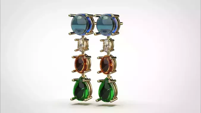 Earring stl obj 3D print model ER020 3D print model