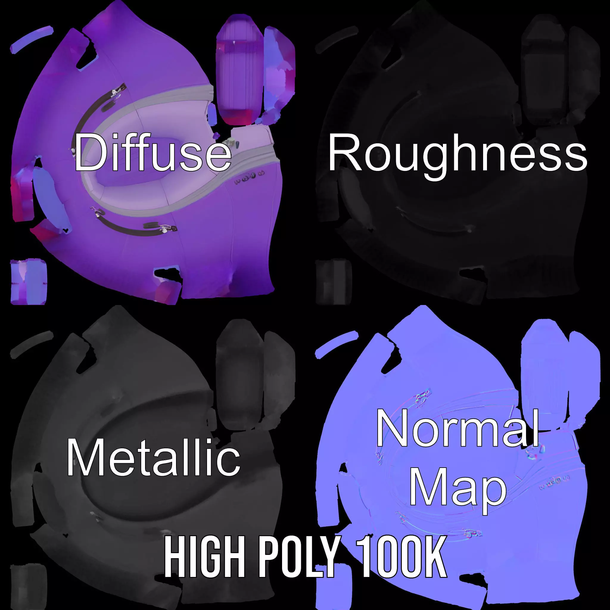 Vibrant Purple Raft model pack Low-poly 3D model_3