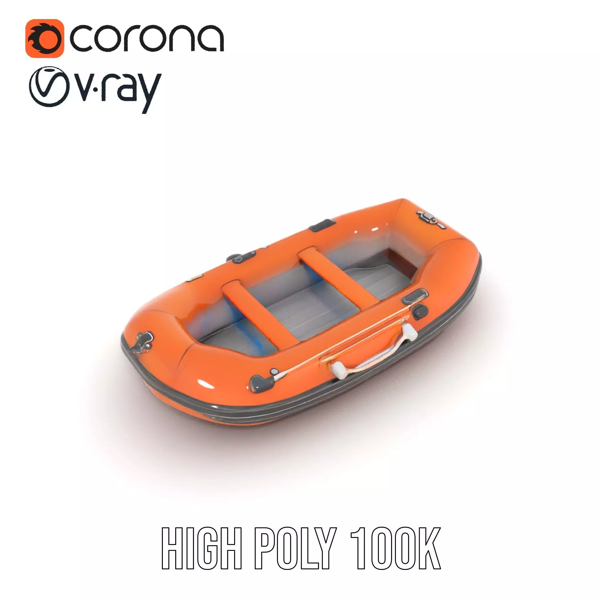 Orange Inflatable Raft model pack Low-poly 3D model_15