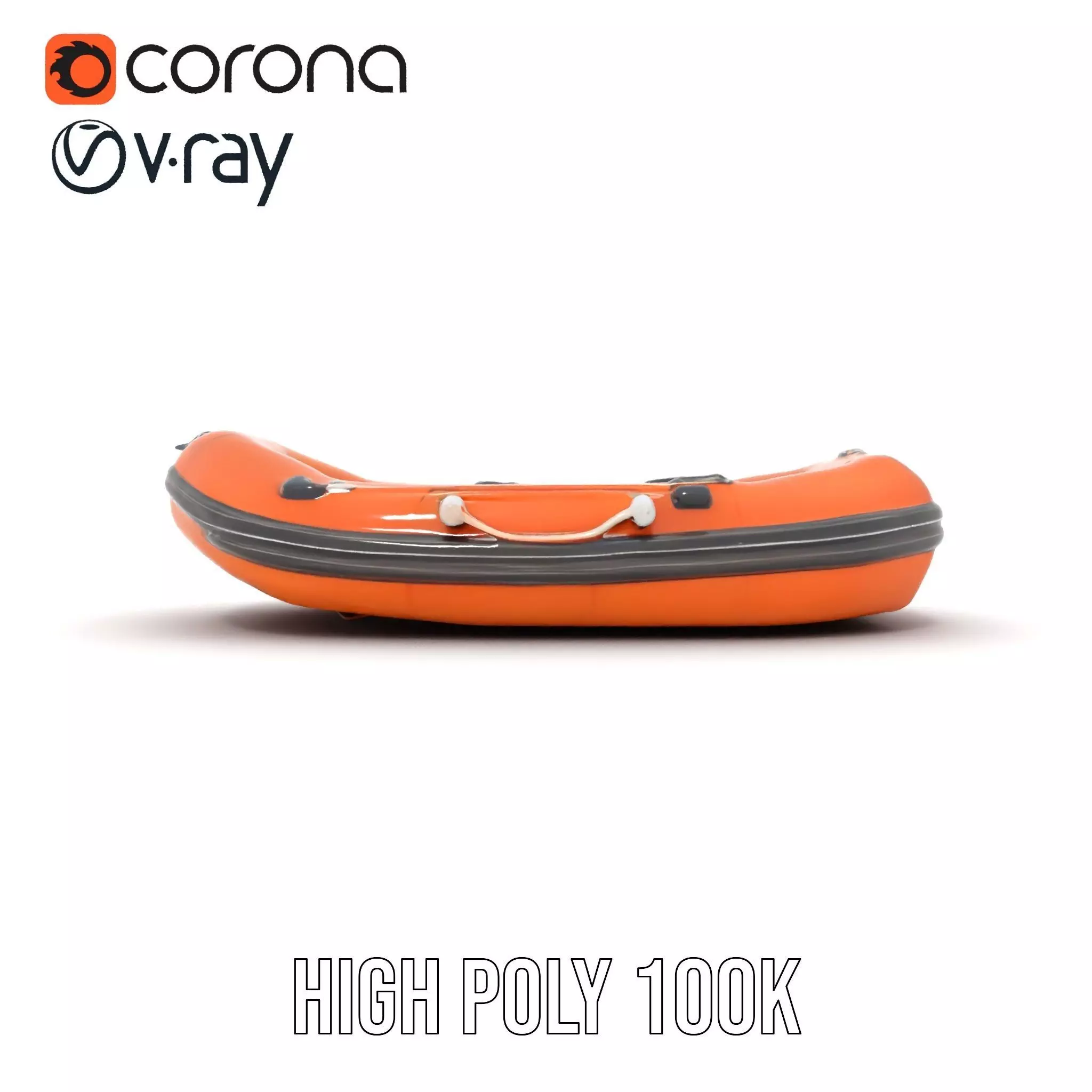 Orange Inflatable Raft model pack Low-poly 3D model_31