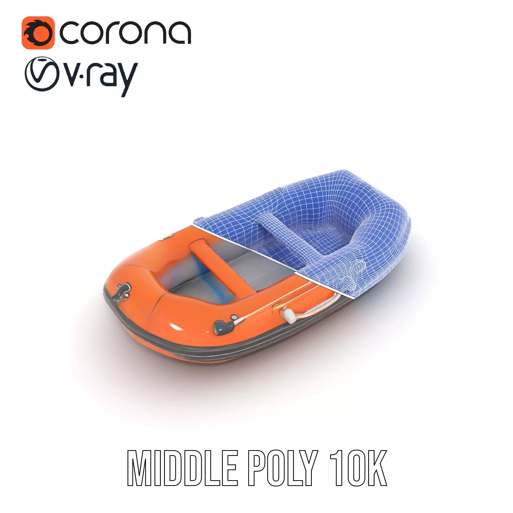Orange Inflatable Raft model pack Low-poly 3D model_24