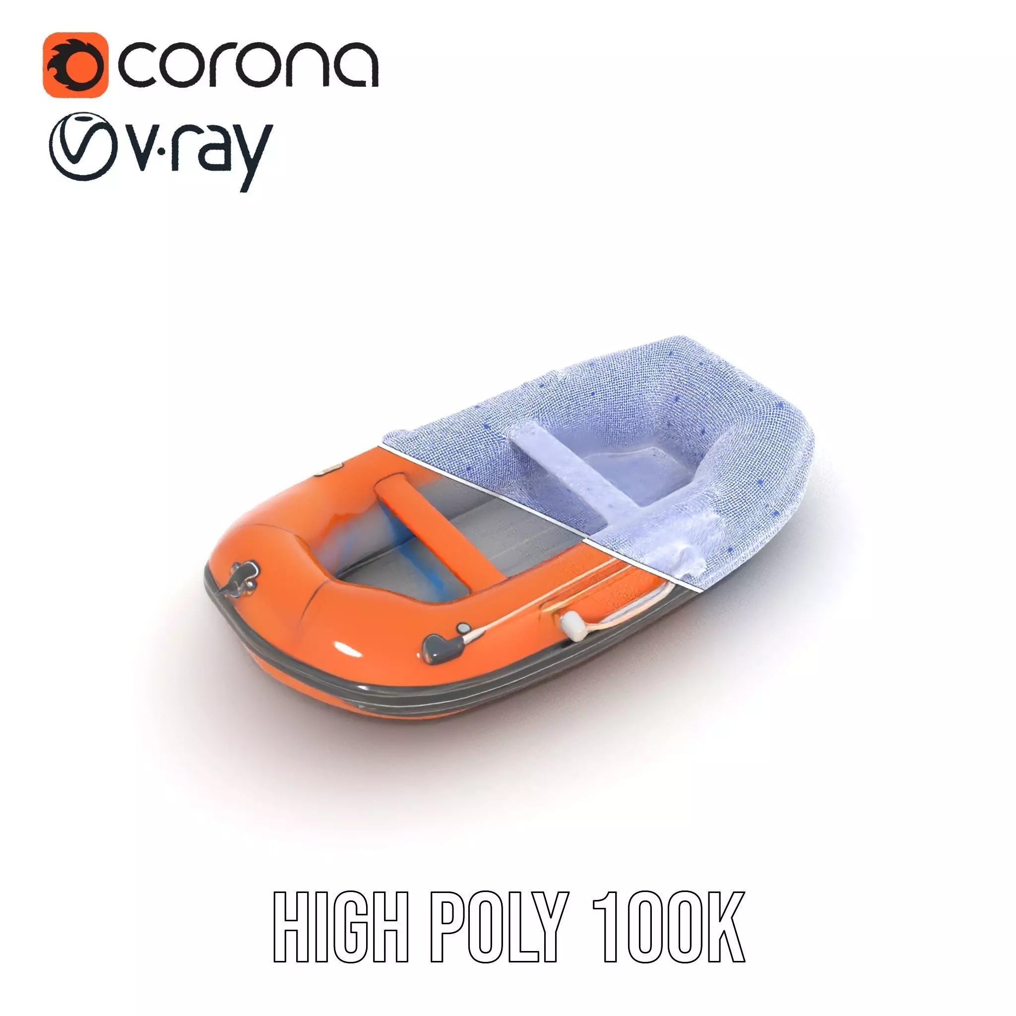 Orange Inflatable Raft model pack Low-poly 3D model_32