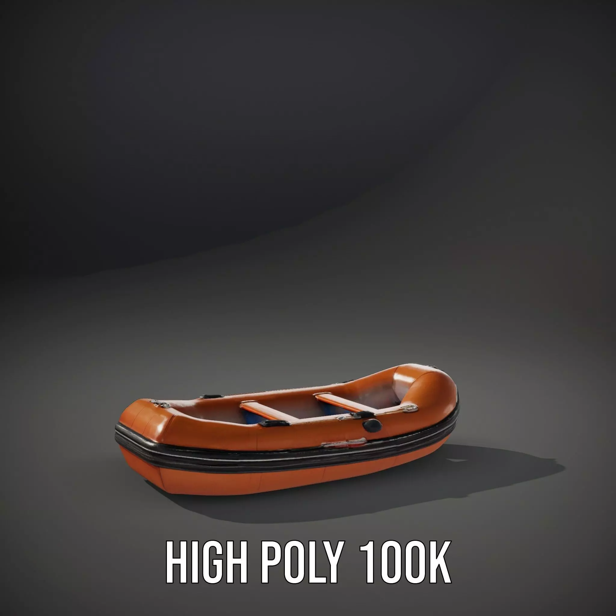 Orange Inflatable Raft model pack Low-poly 3D model_12