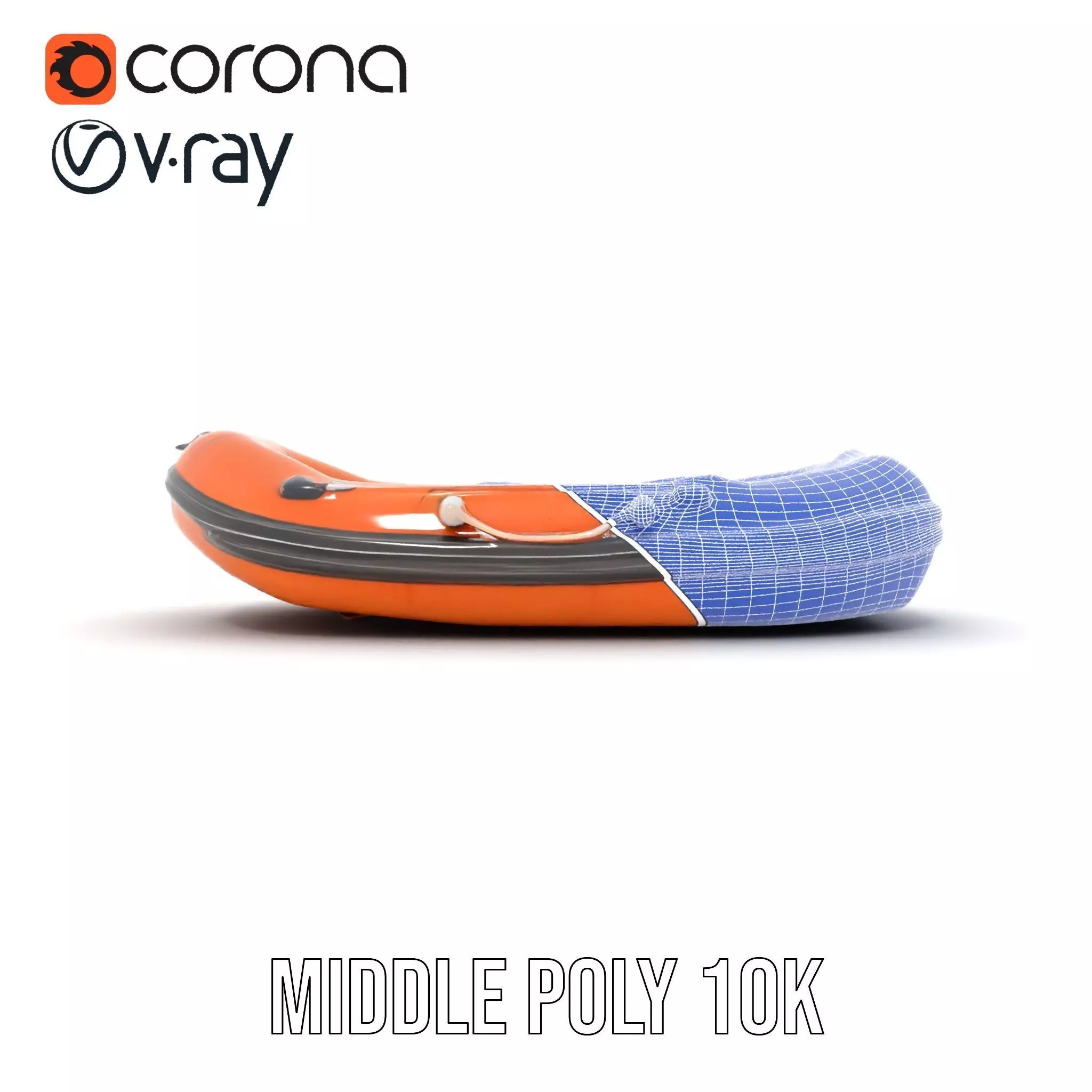 Orange Inflatable Raft model pack Low-poly 3D model_29