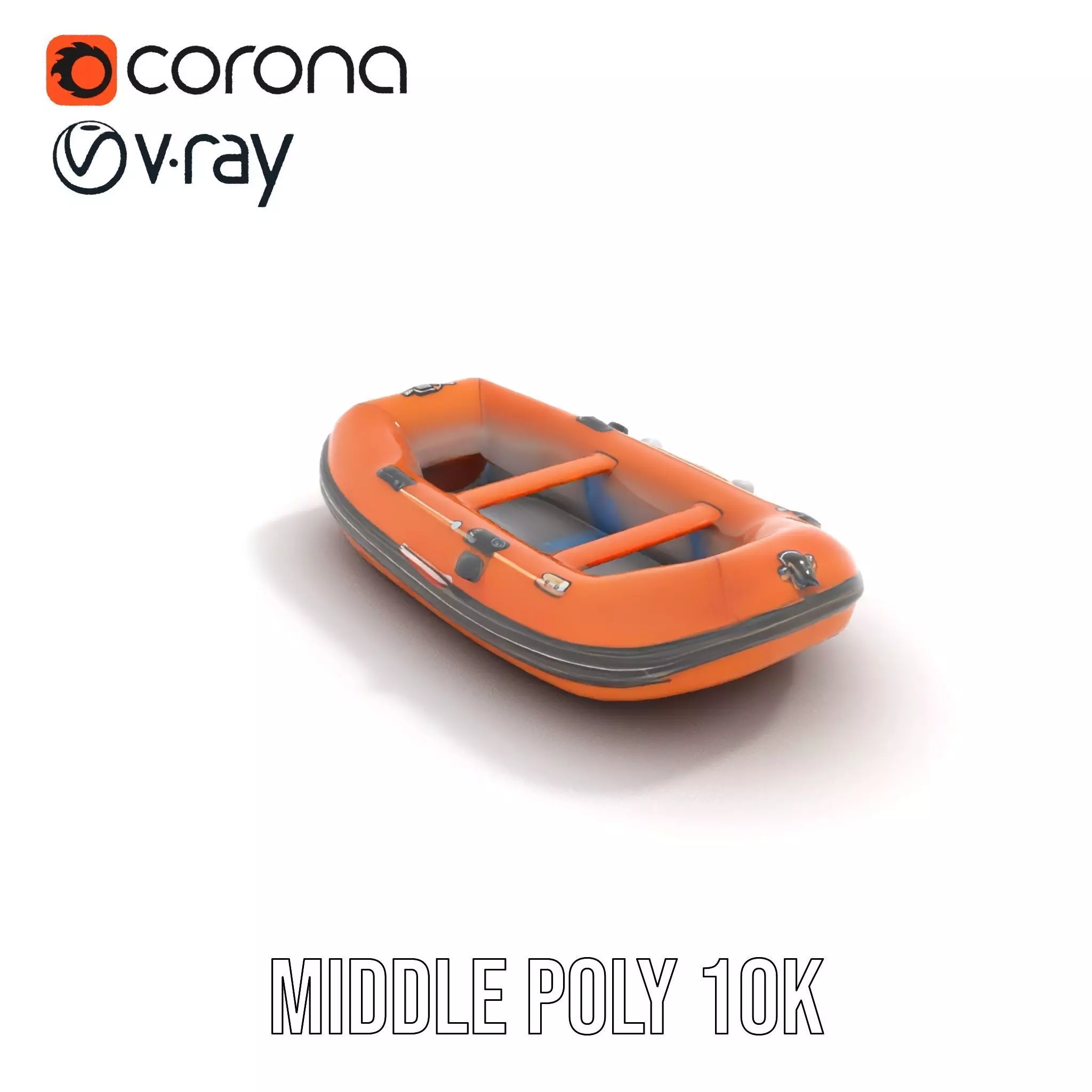 Orange Inflatable Raft model pack Low-poly 3D model_5
