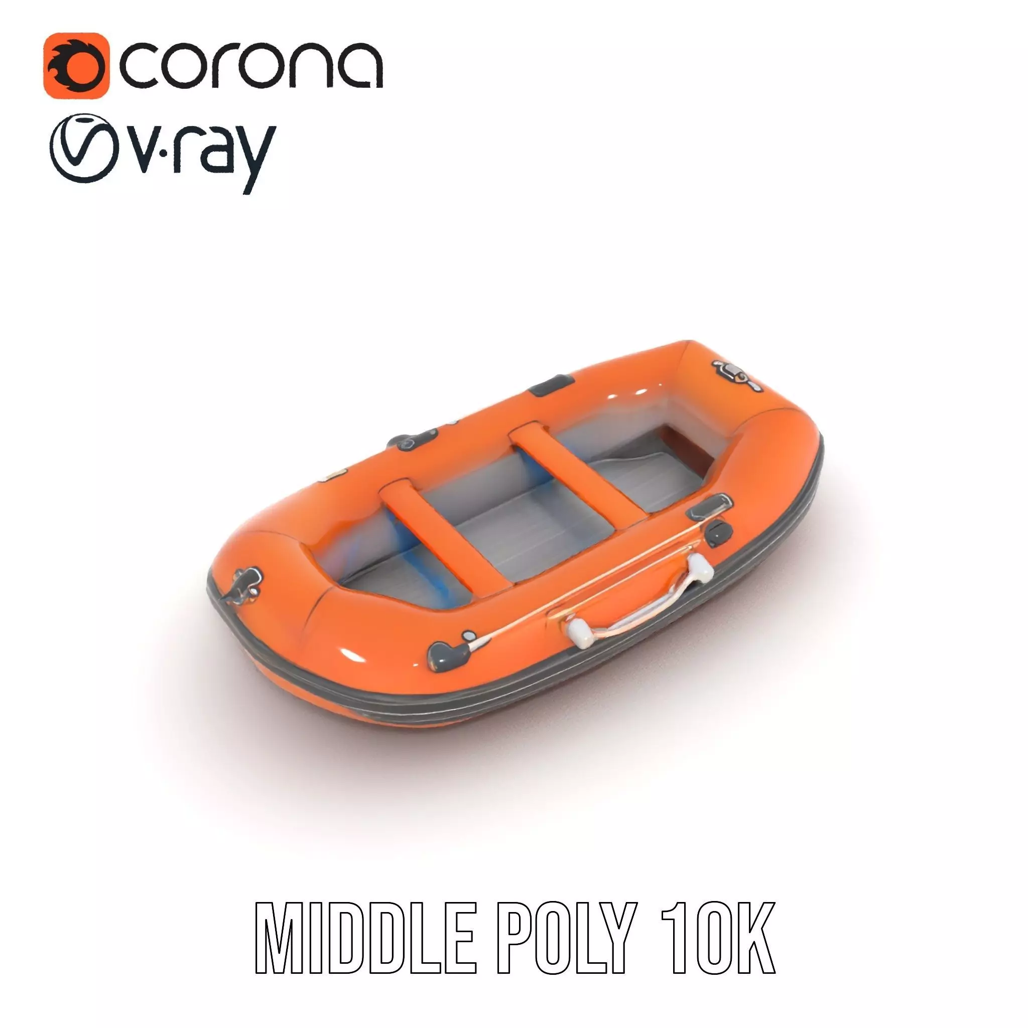 Orange Inflatable Raft model pack Low-poly 3D model_6