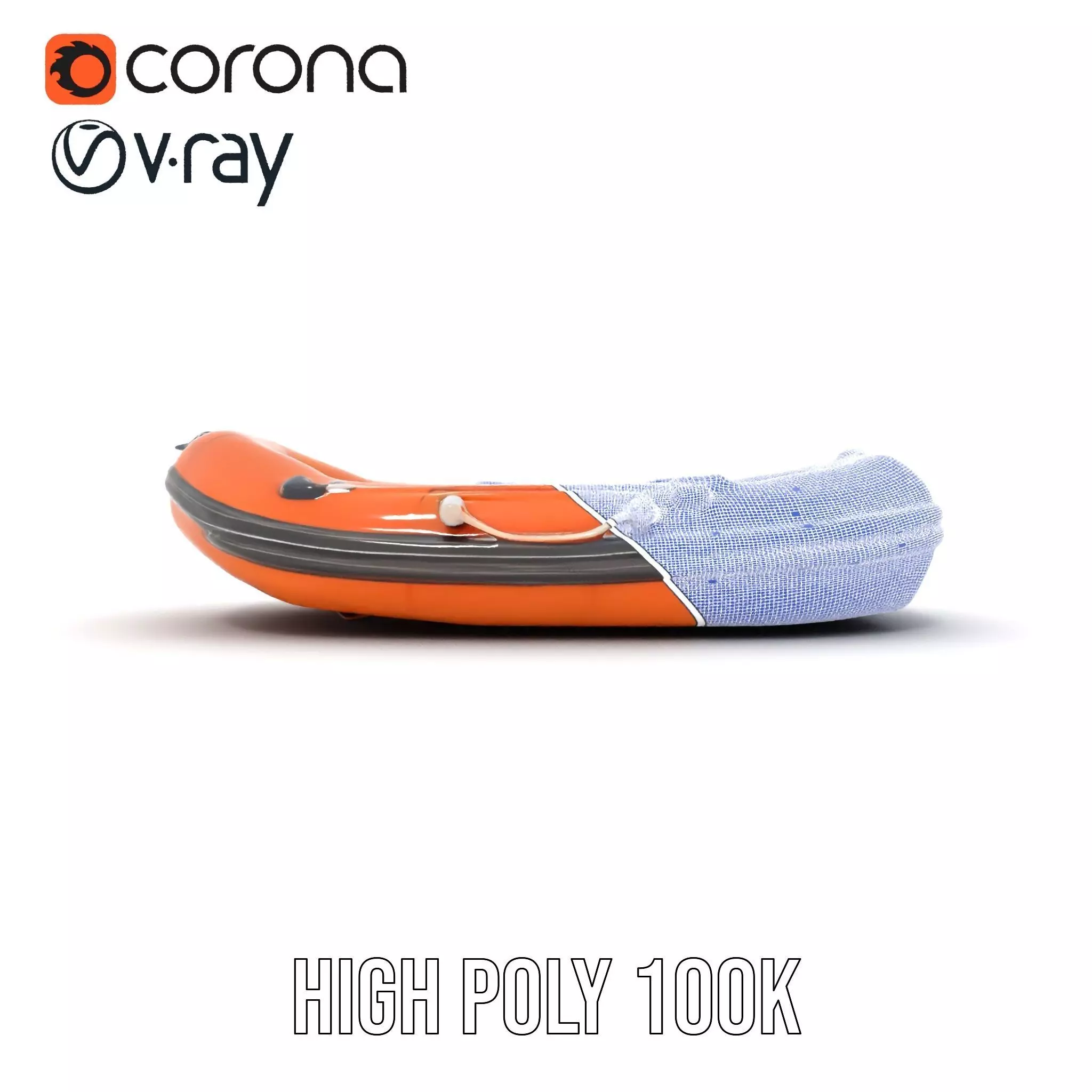 Orange Inflatable Raft model pack Low-poly 3D model_33