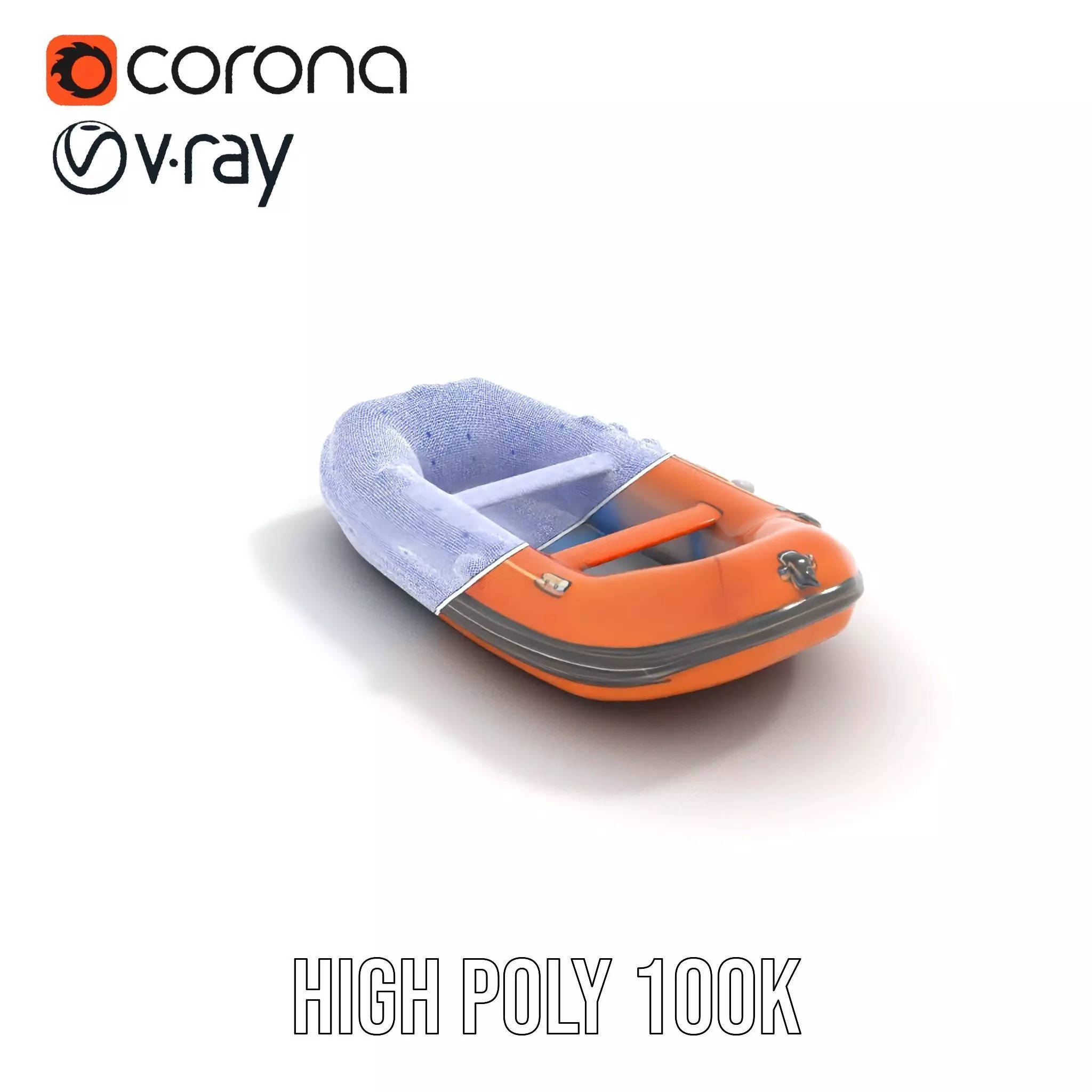 Orange Inflatable Raft model pack Low-poly 3D model_28
