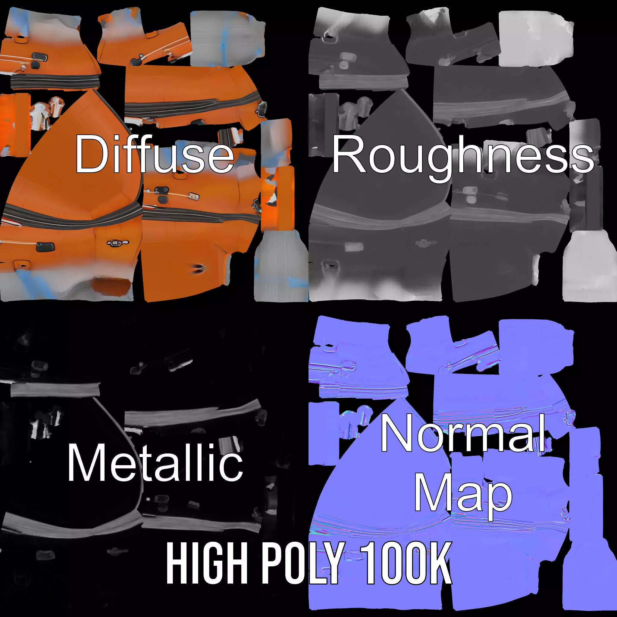 Orange Inflatable Raft model pack Low-poly 3D model_3