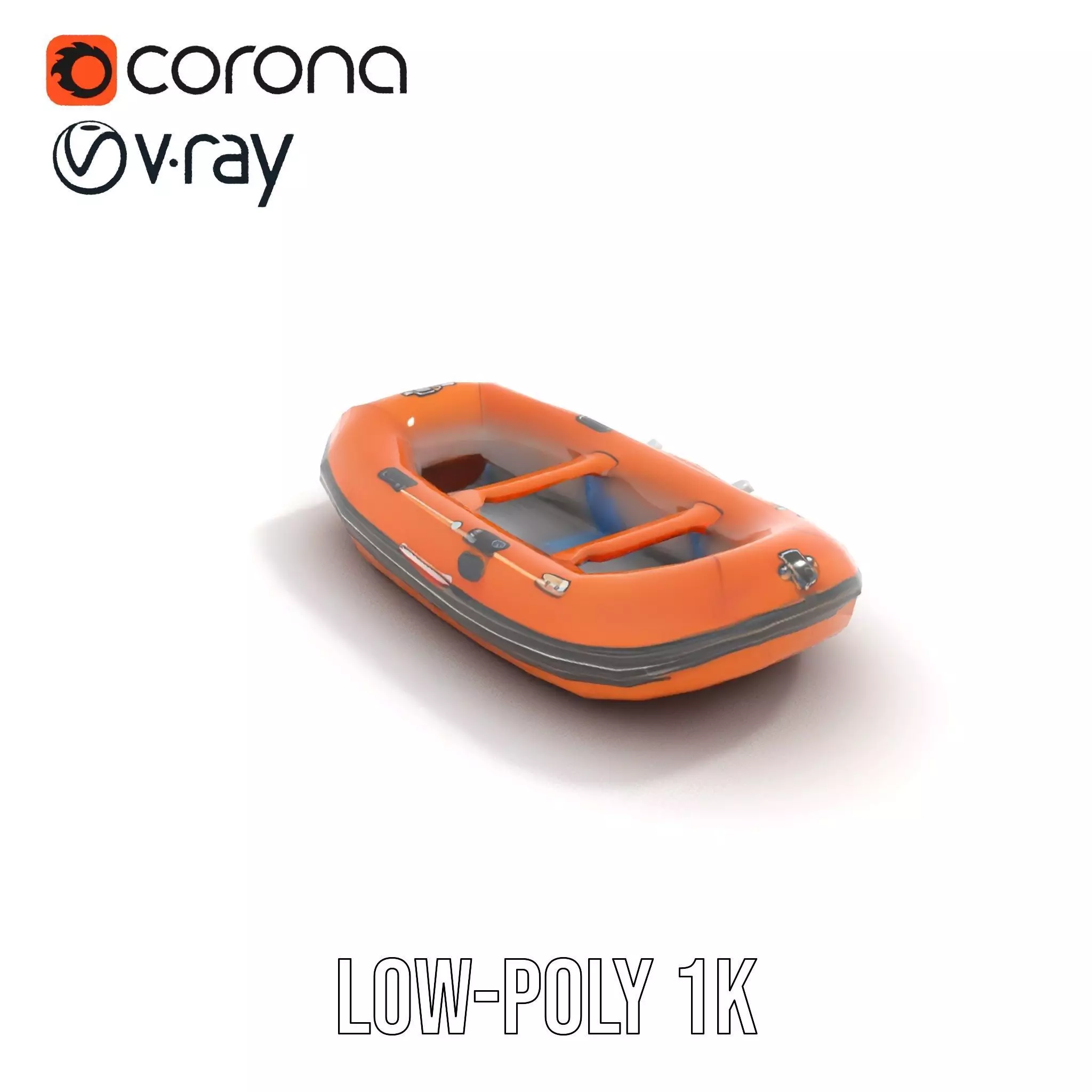 Orange Inflatable Raft model pack Low-poly 3D model_14