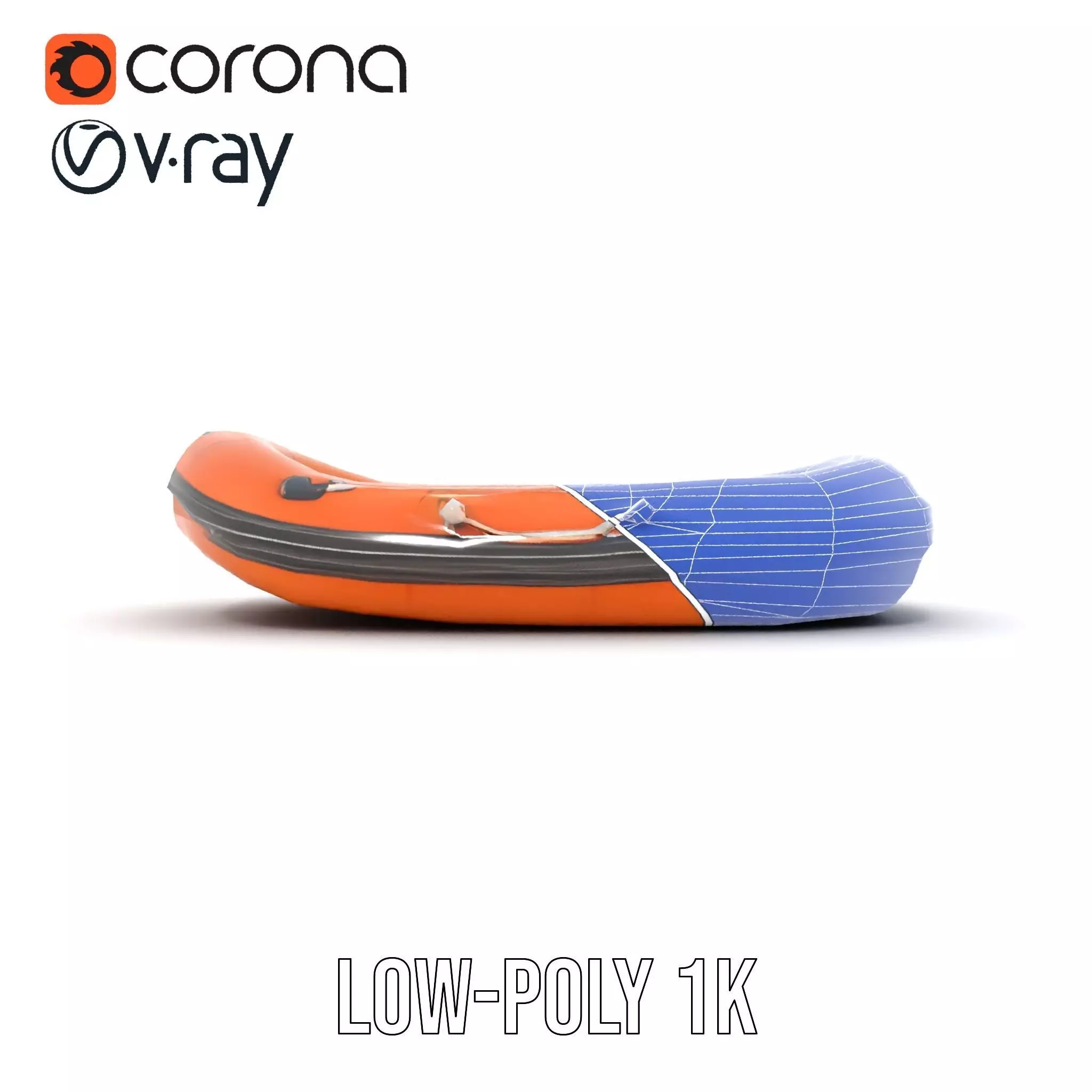 Orange Inflatable Raft model pack Low-poly 3D model_30
