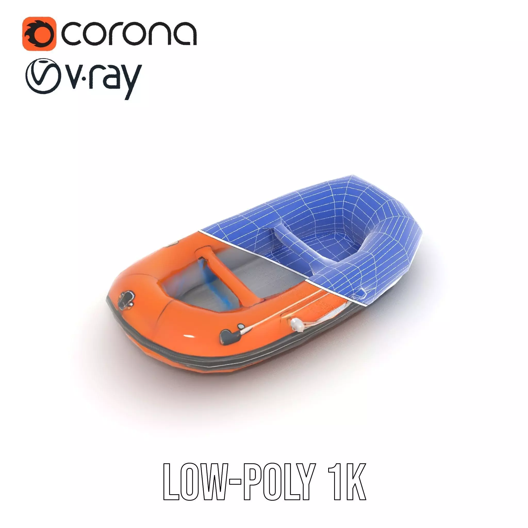 Orange Inflatable Raft model pack Low-poly 3D model_25