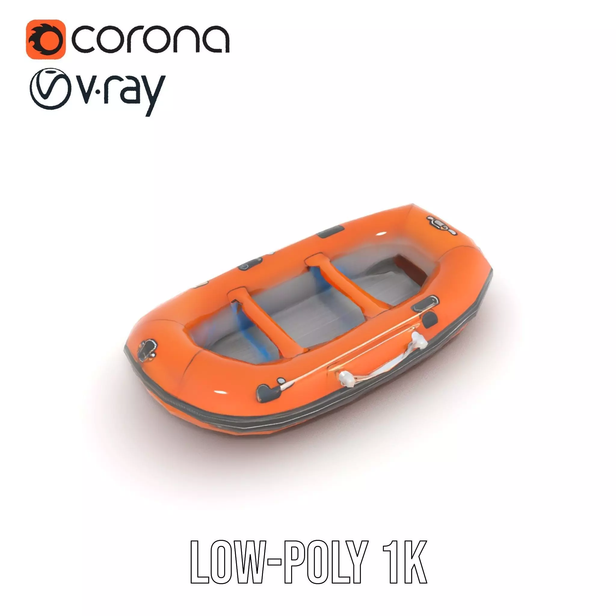 Orange Inflatable Raft model pack Low-poly 3D model_7