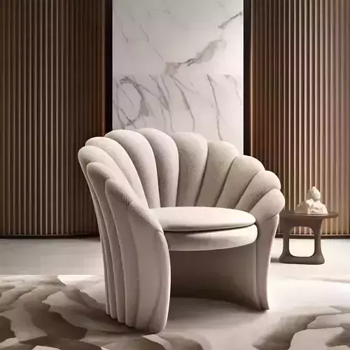 Modern Shell Armchair Curved Upholstered Chair Wooden Frame 3D Low-poly 3D model