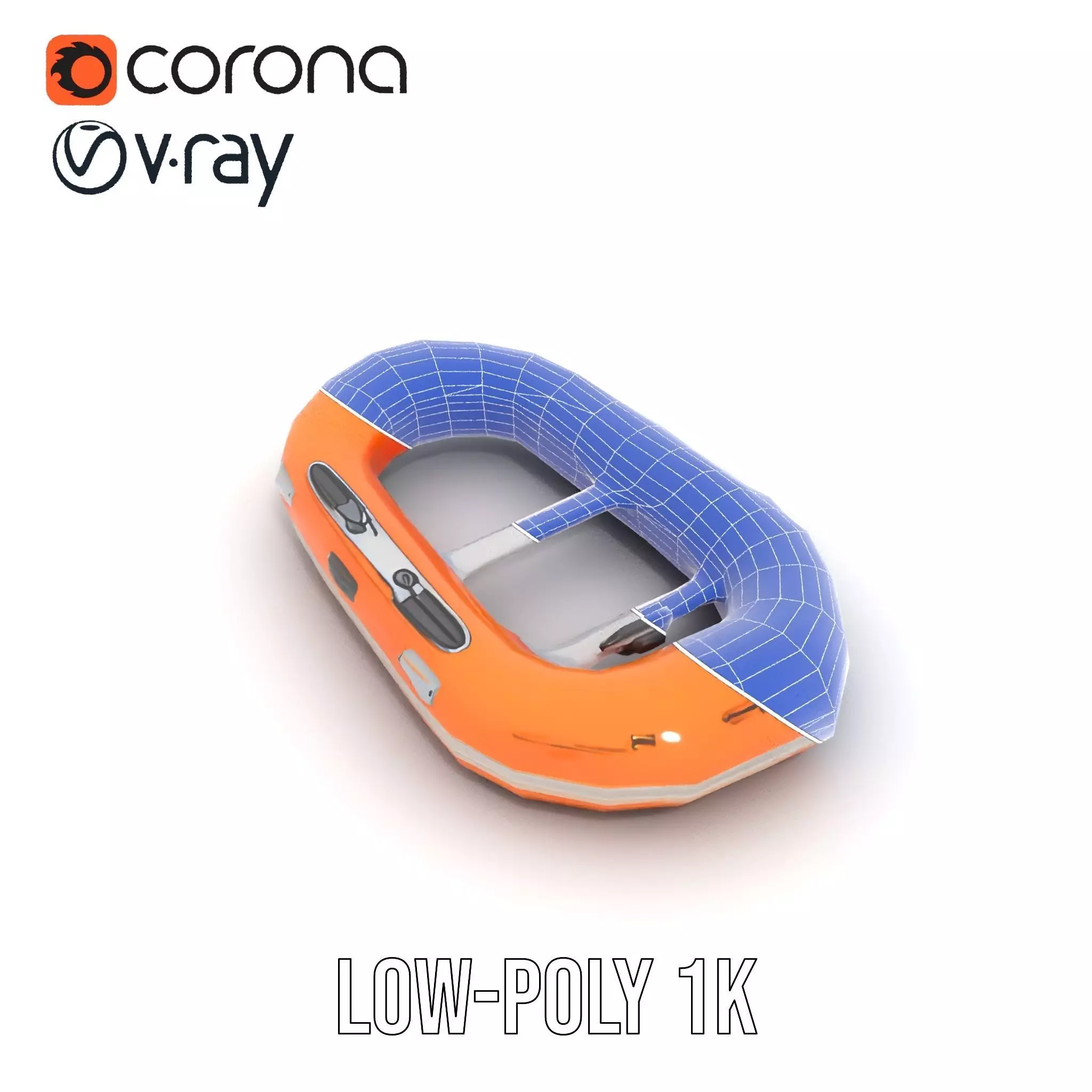 Vibrant Orange Raft model pack Low-poly 3D model_30