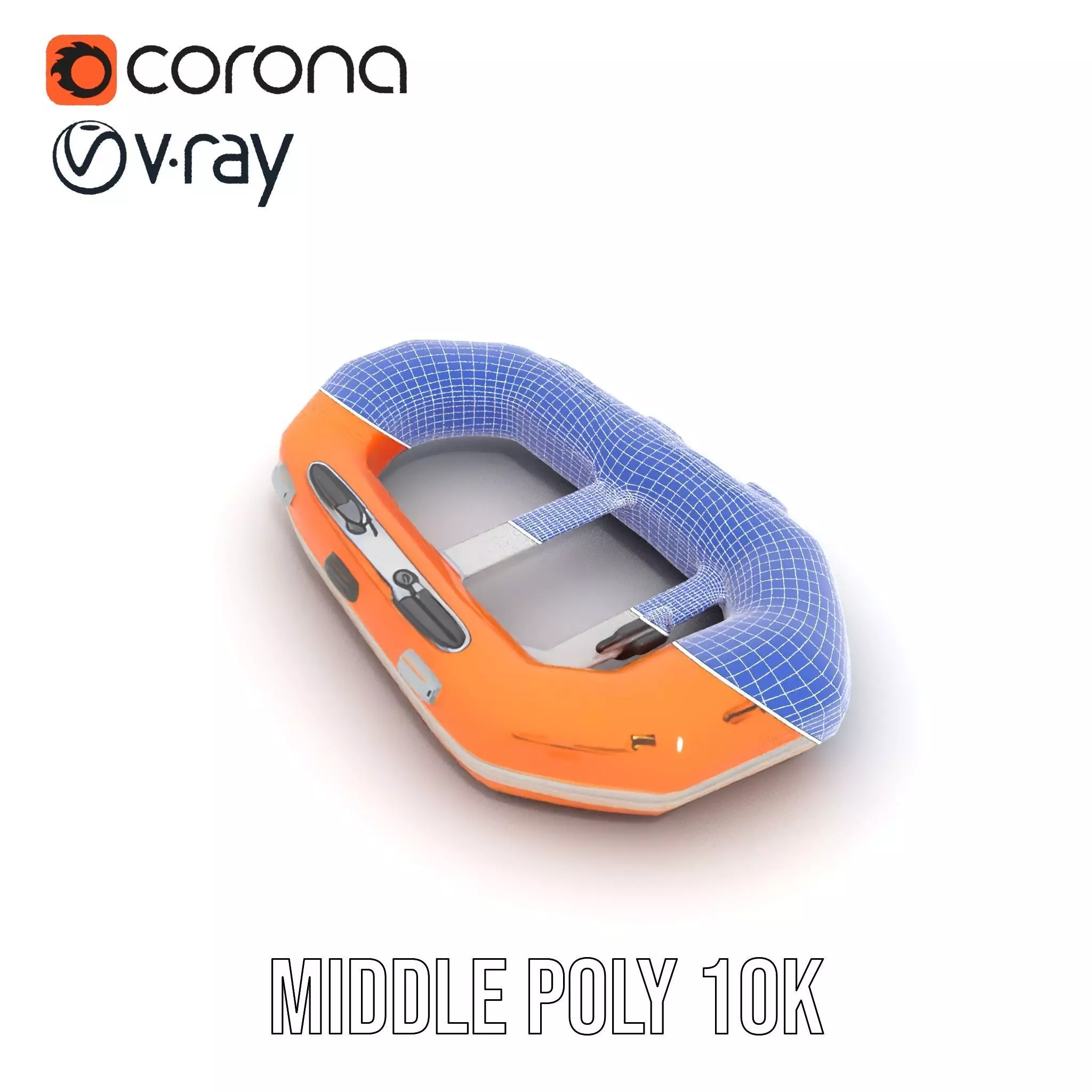 Vibrant Orange Raft model pack Low-poly 3D model_13