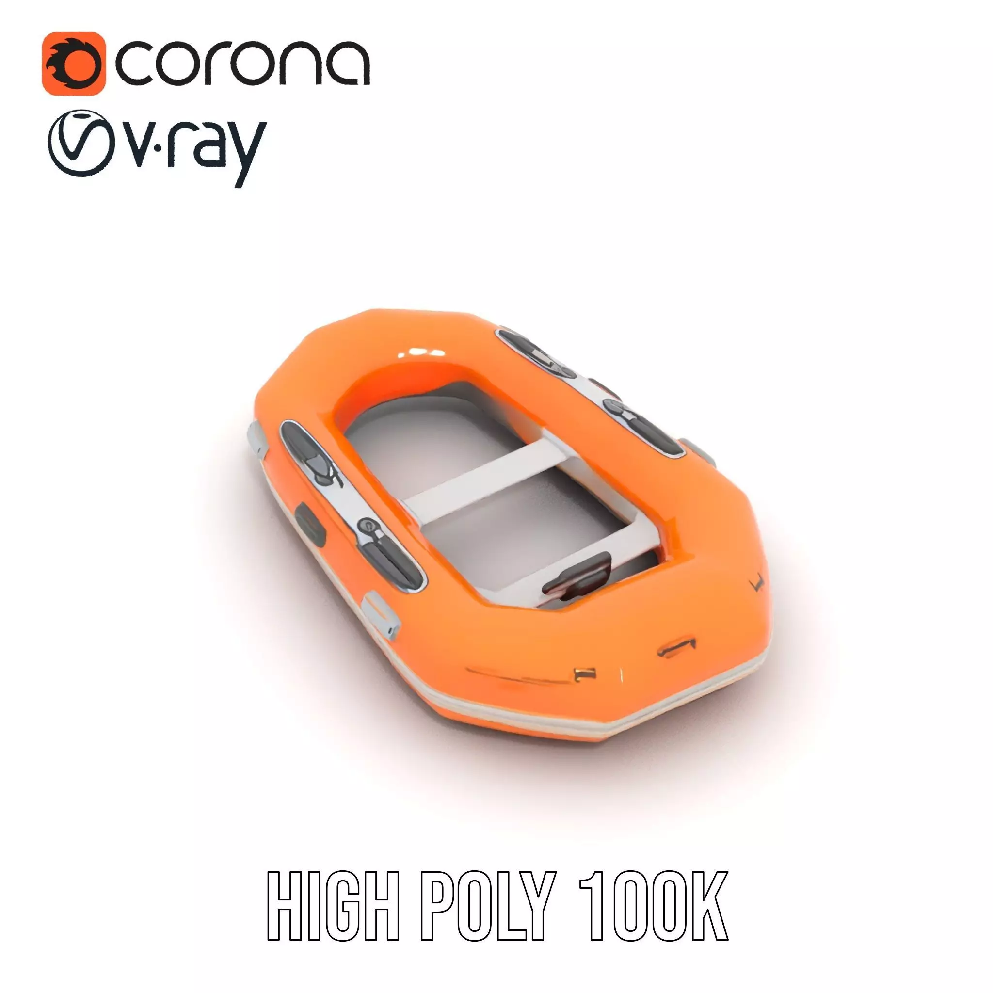 Vibrant Orange Raft model pack Low-poly 3D model_15