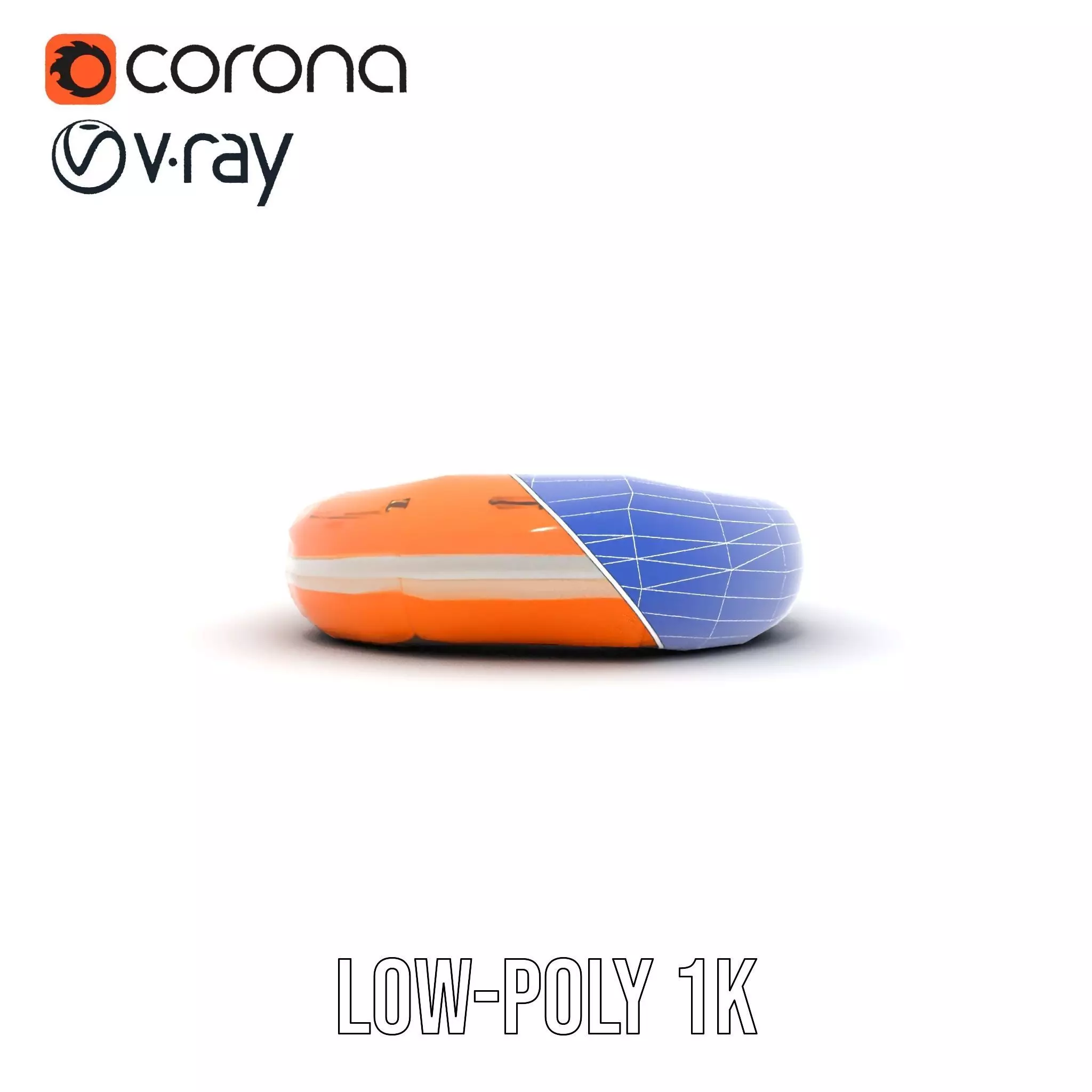 Vibrant Orange Raft model pack Low-poly 3D model_27