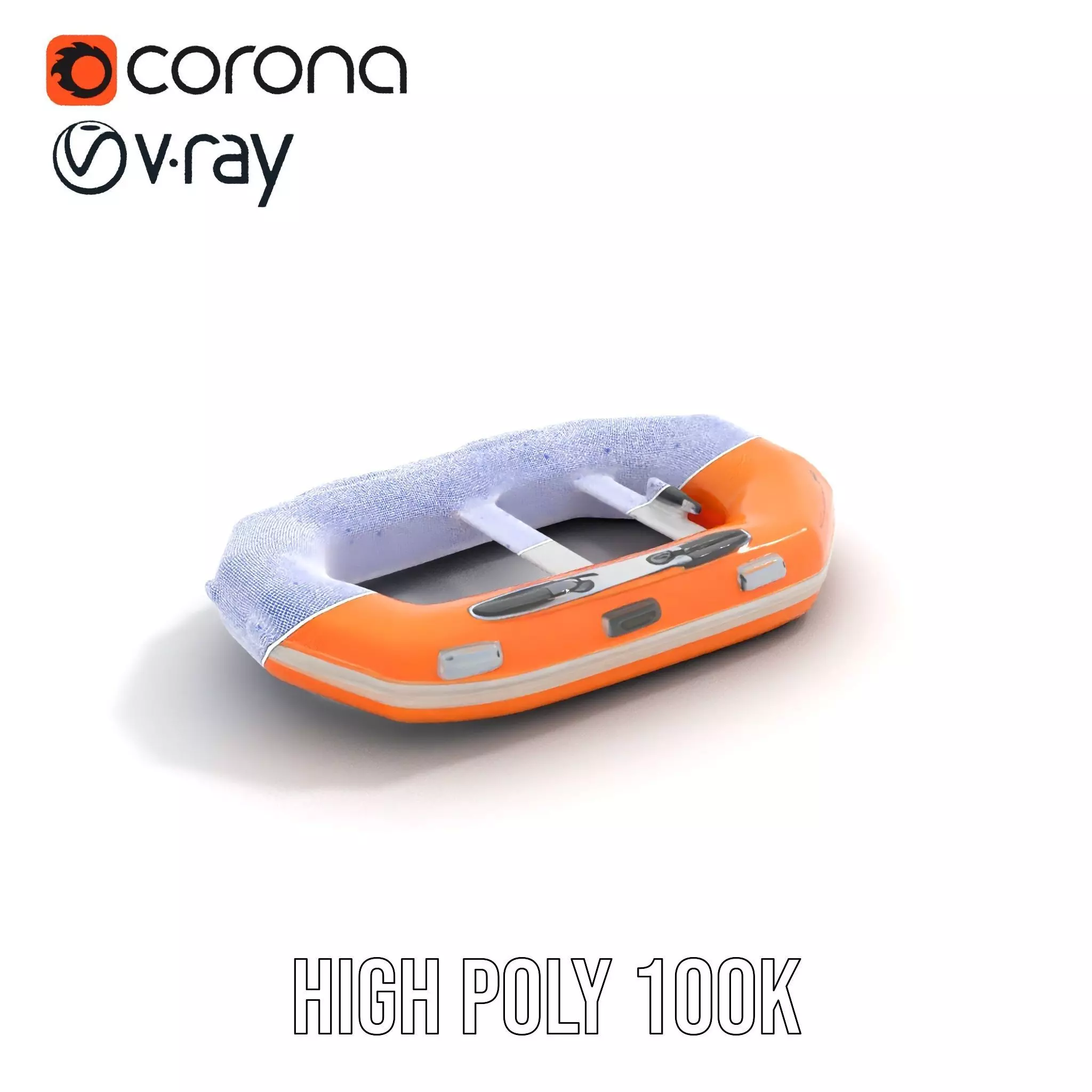Vibrant Orange Raft model pack Low-poly 3D model_32