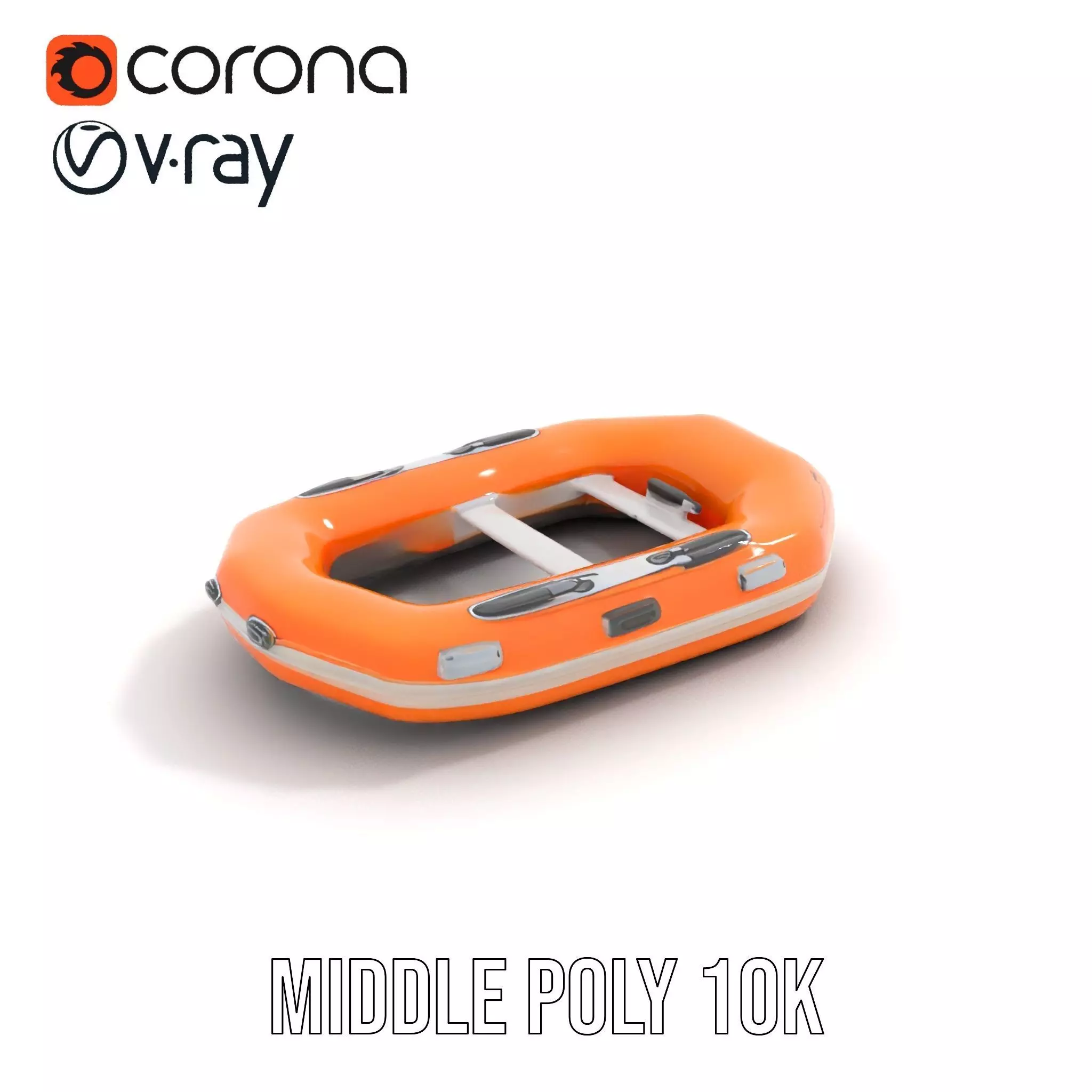 Vibrant Orange Raft model pack Low-poly 3D model_6