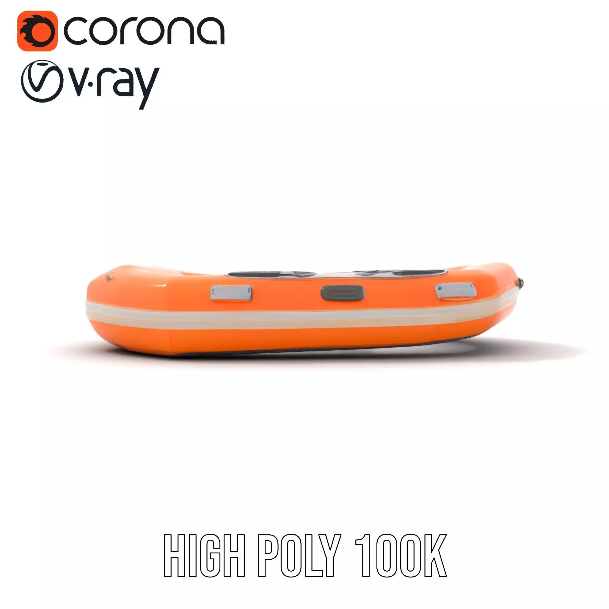 Vibrant Orange Raft model pack Low-poly 3D model_28